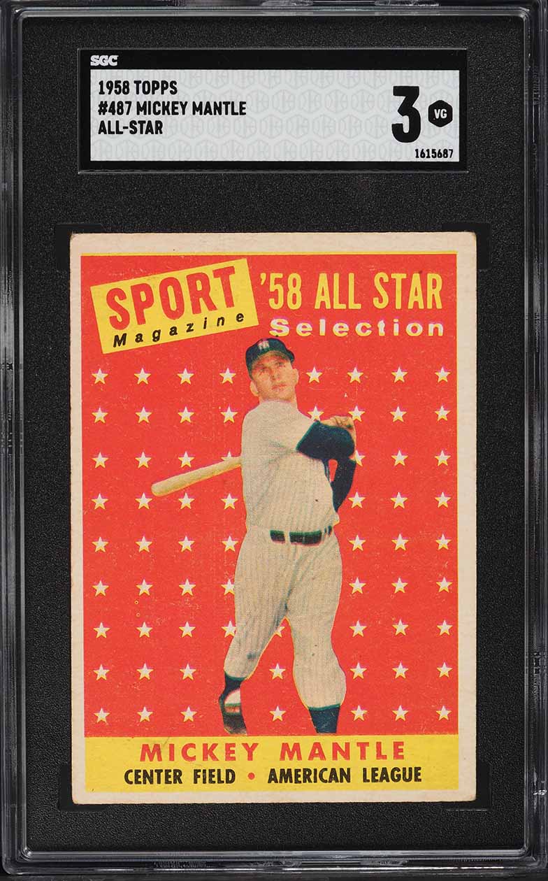 1958 Topps Mickey Mantle ALL-STAR #487 SGC 3 VG