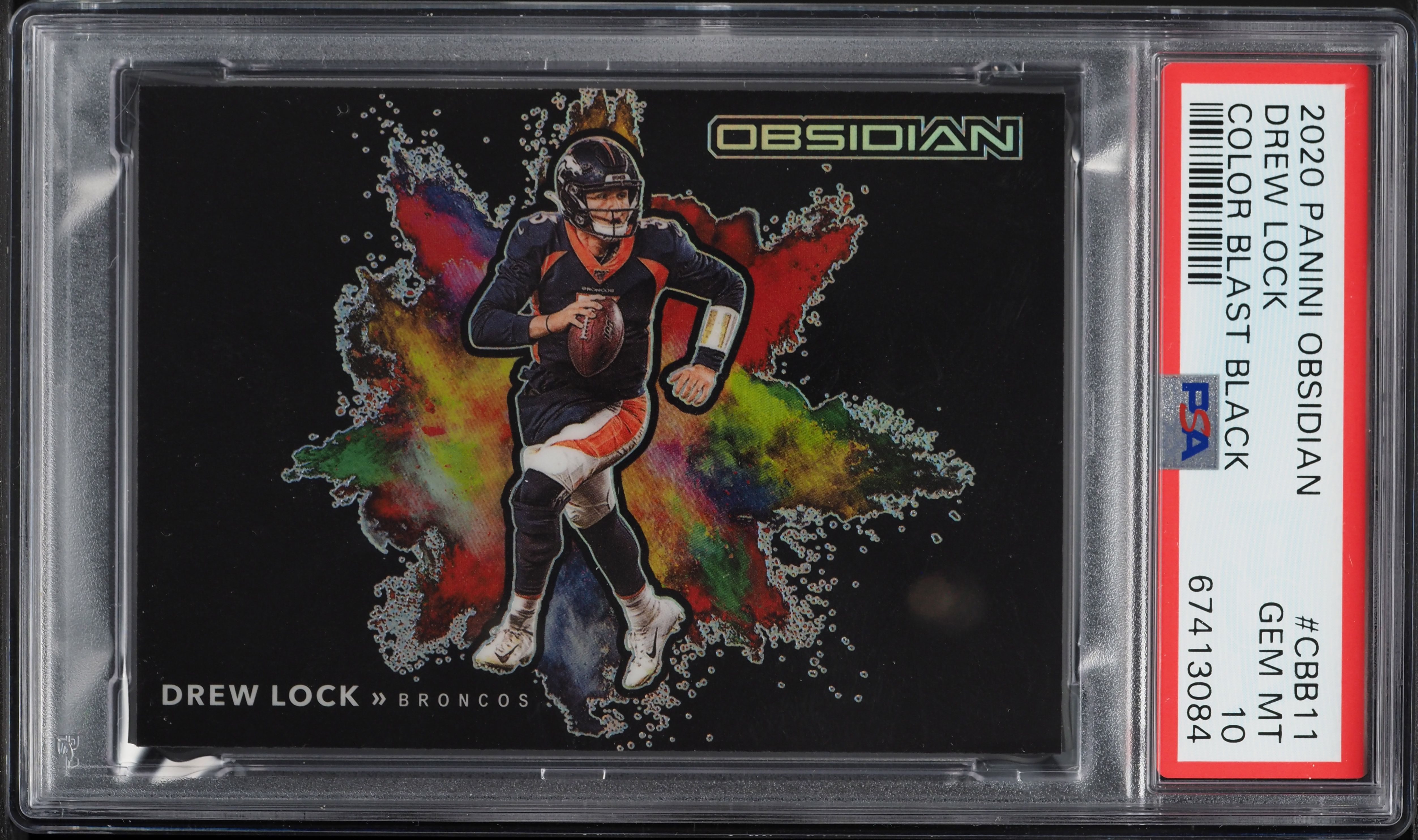 2020 Panini Obsidian Color Blast Black Drew Lock #CBB11 PSA 10 GEM