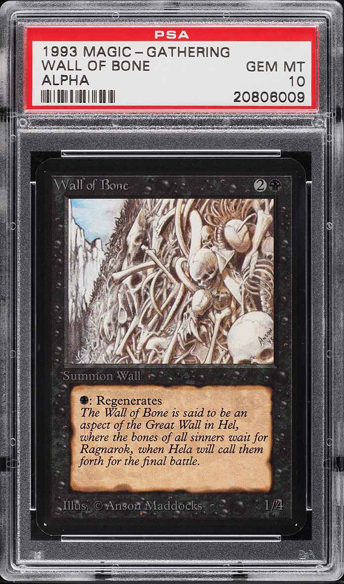 1993 Magic The Gathering MTG Alpha Wall Of Bone U K PSA 10 GEM MINT