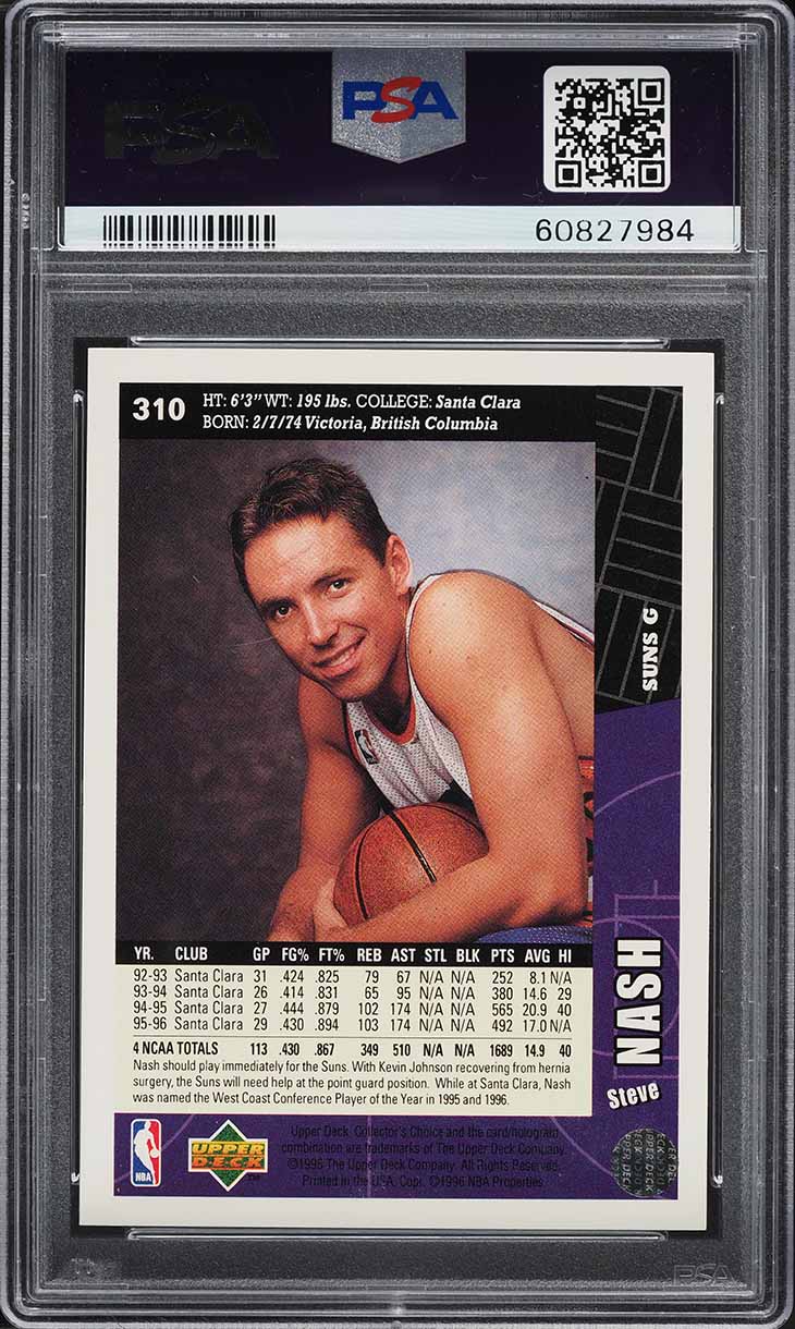 1996 Collector's Choice Steve Nash ROOKIE #310 PSA 8 NM-MT