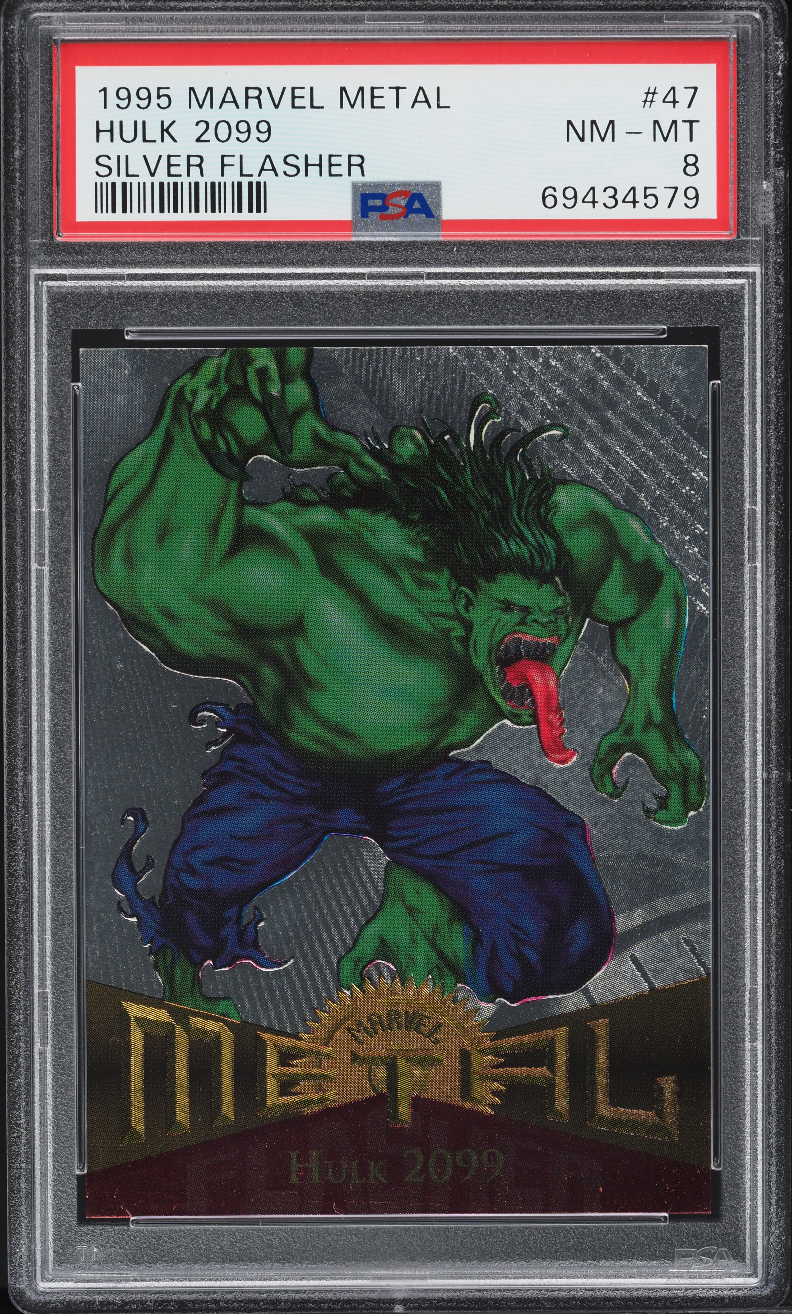 1995 Marvel Metal Silver Flasher Hulk 2099 #47 PSA 8 NM-MT on