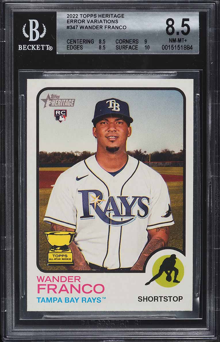2022 Topps Heritage Error Variation Wander Franco ROOKIE #347 BGS 8.5 NM-MT+