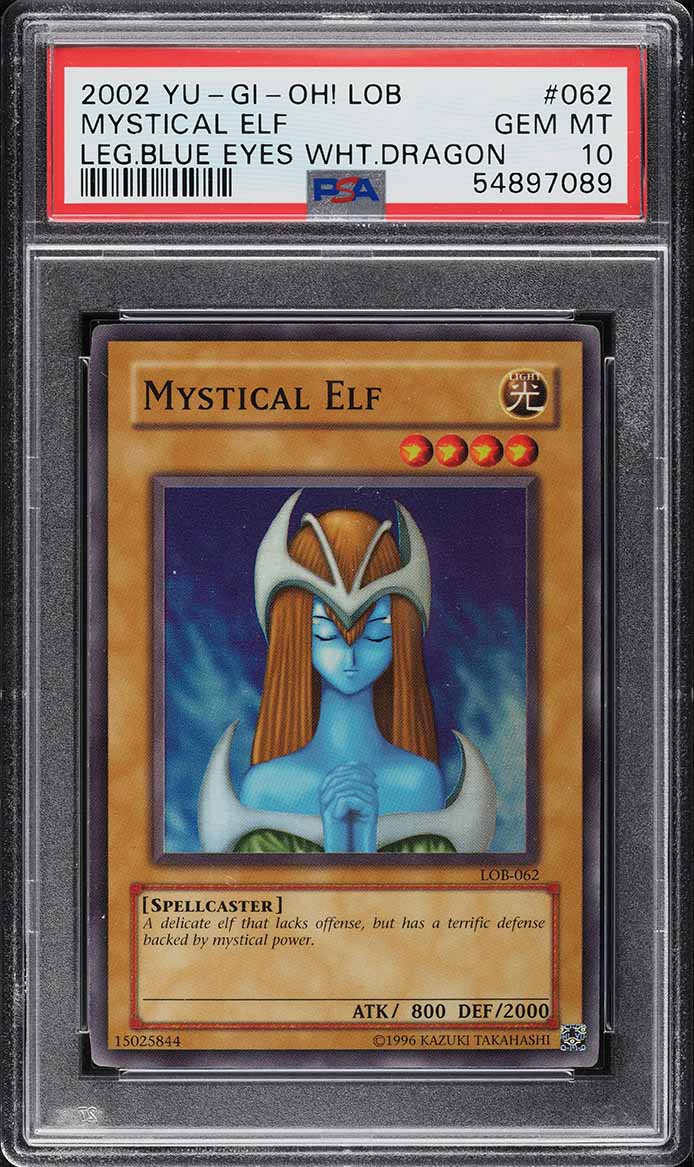 2002 Yu-Gi-Oh! Legend Of Blue Eyes White Dragon Mystical Elf #LOB-062 PSA 10 GEM