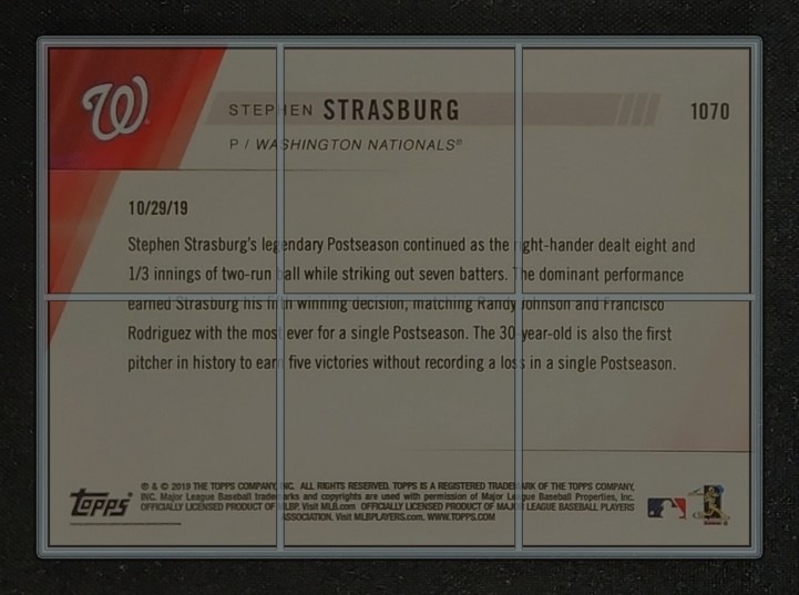 2019 Topps Now Stephen Strasburg #1070 MBA AUTH