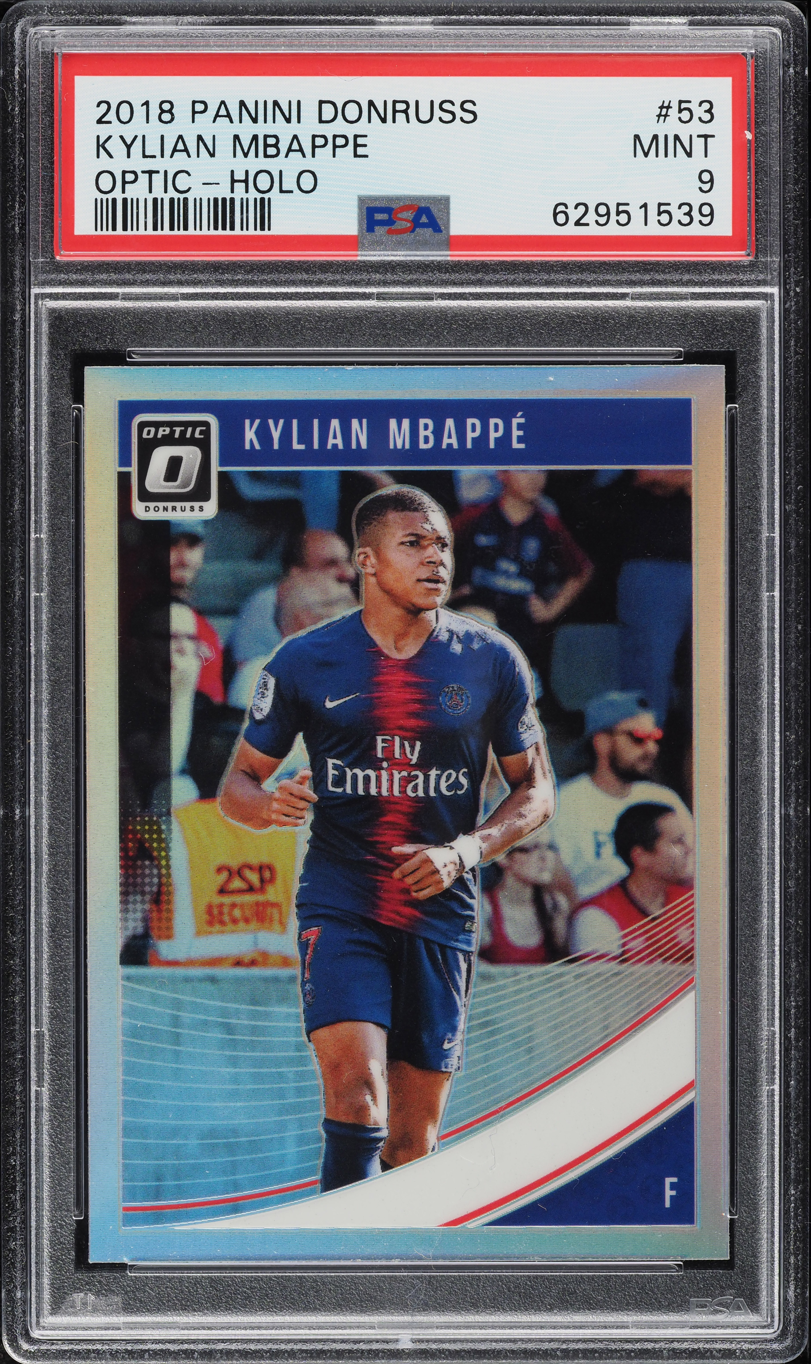 2018 Donruss Optic Holo Kylian Mbappe ROOKIE #53 PSA 9 MINT on