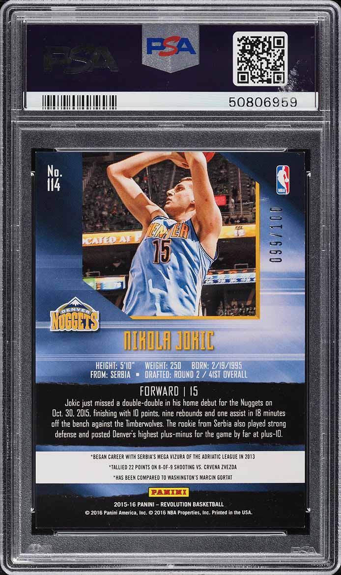 2015 Panini Revolution Cosmic Nikola Jokic ROOKIE /100 #114 PSA 9 MINT