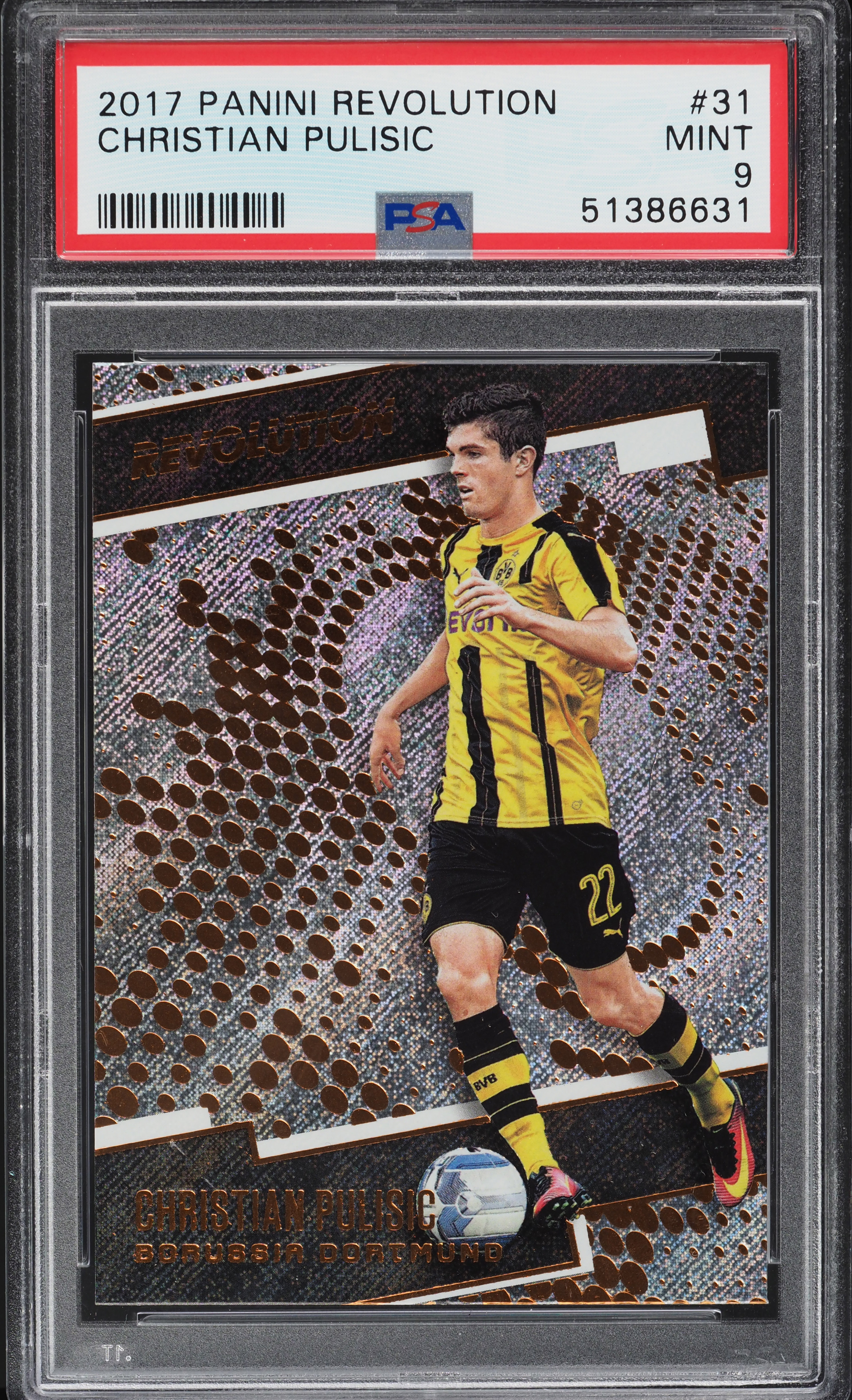 2017 Panini Revolution Christian Pulisic ROOKIE #31 PSA 9 MINT on