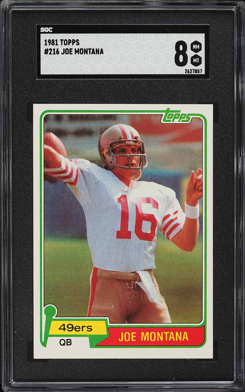 1981 Topps Football Joe Montana ROOKIE #216 SGC 8 NM-MT