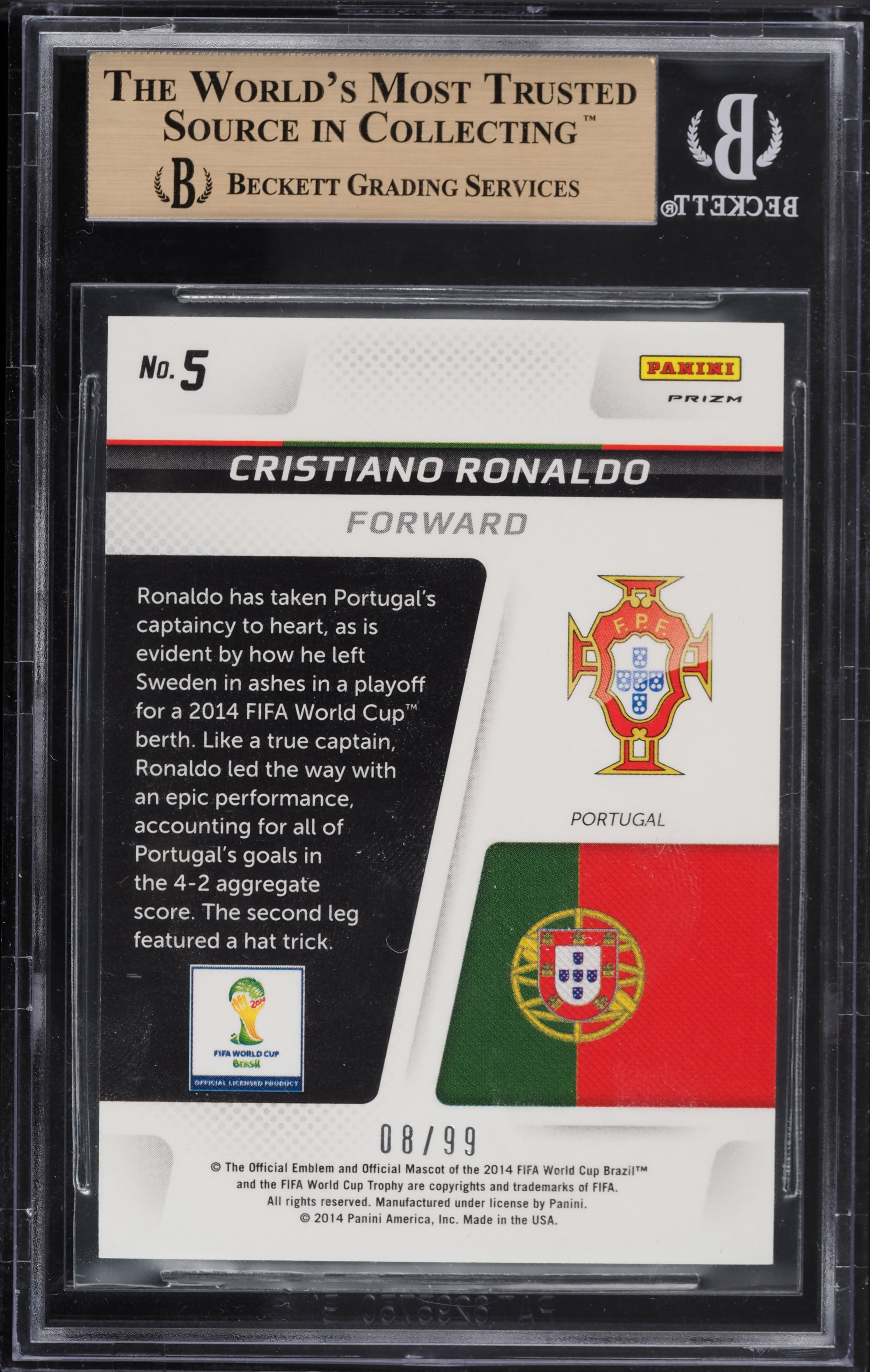 2014 Panini Prizm World Cup Captains Purple Prizms Cristiano