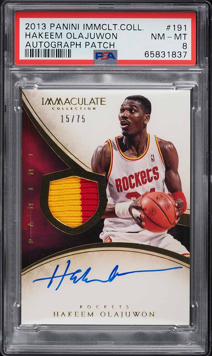 2013 Immaculate Collection Hakeem Olajuwon PATCH AUTO /75 #191 PSA 8 NM-MT