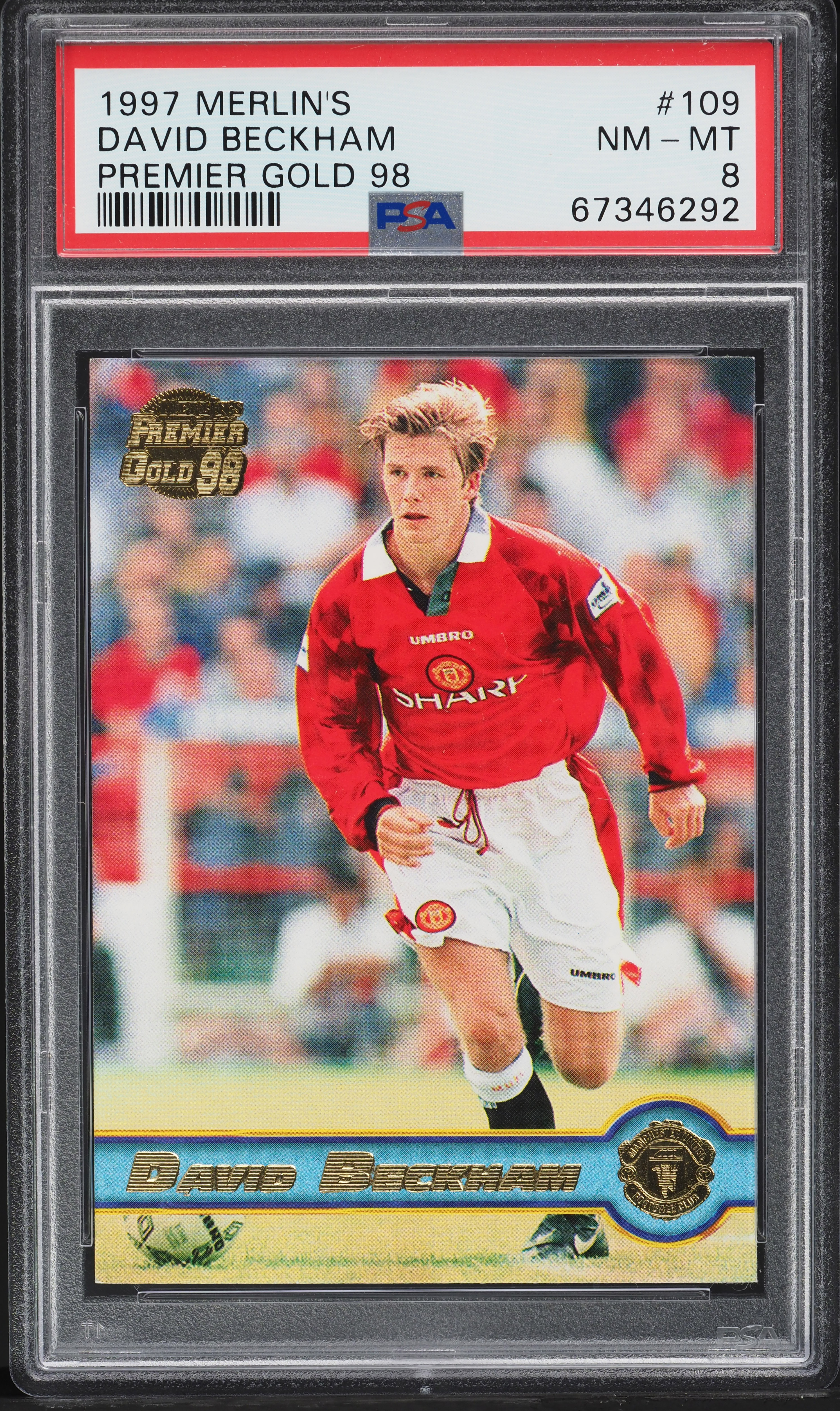 1997 Merlin's Premier Gold '98 David Beckham ROOKIE #109 PSA 8 NM