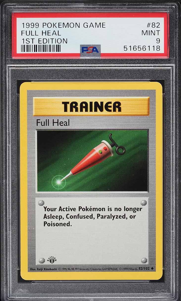 1999 Pokemon Base Set Shadowless 3D 1st Edition Stamp Full Heal #82 PSA 9 MINT