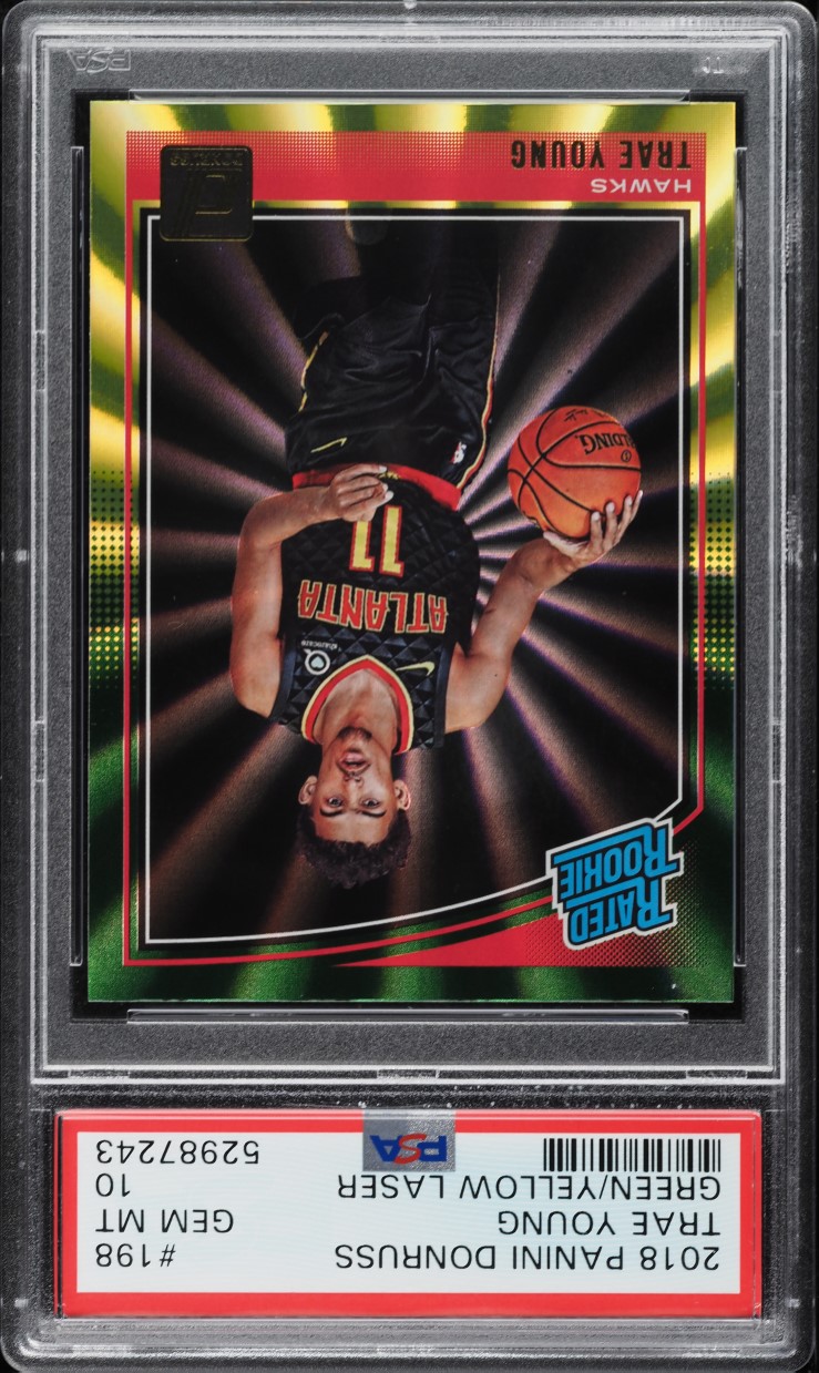 2018 Donruss Green & Yellow Laser Trae Young ROOKIE #198 PSA 10 GEM MINT