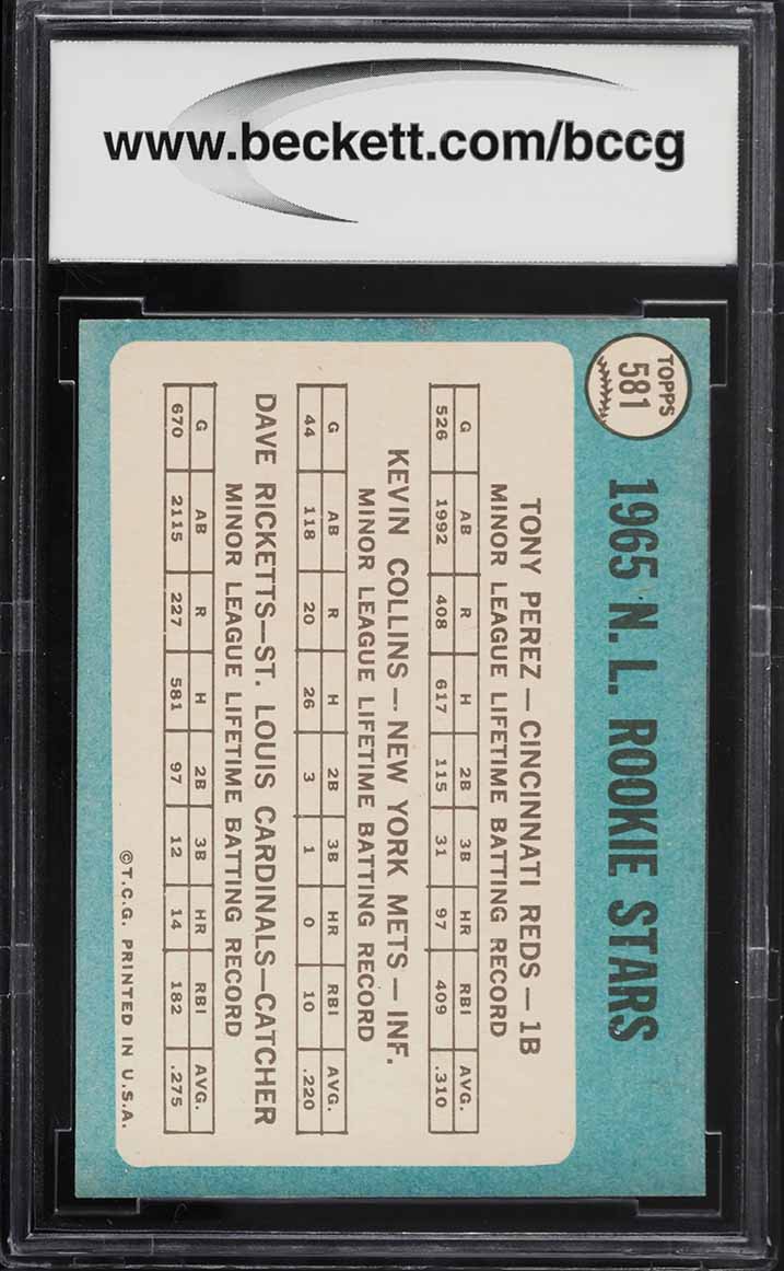 1965 Topps Tony Perez SP ROOKIE #581 BCCG 9