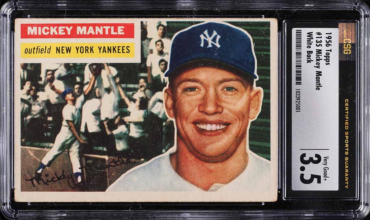 1956 Topps Mickey Mantle WHITE BACK #135 CSG 3.5 VG+