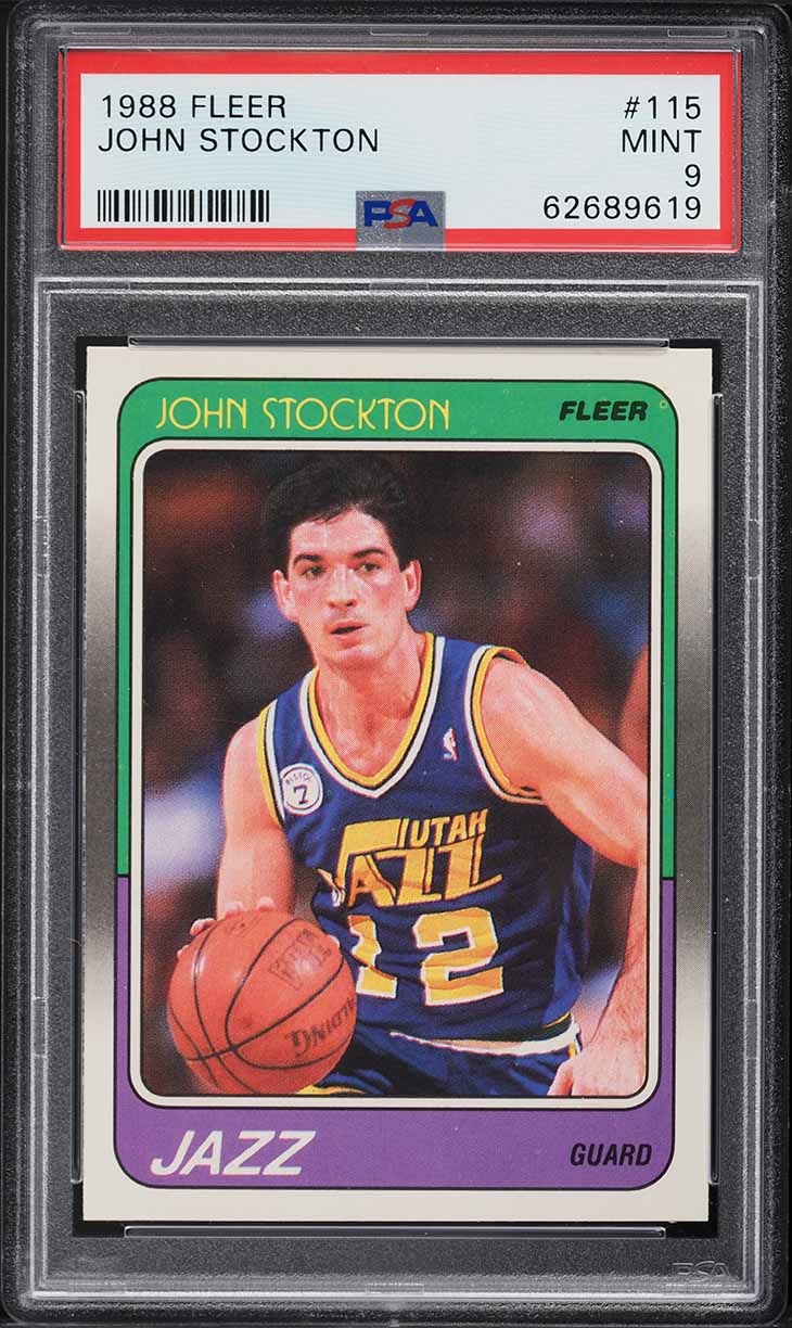 1988 Fleer Basketball John Stockton ROOKIE #115 PSA 9 MINT