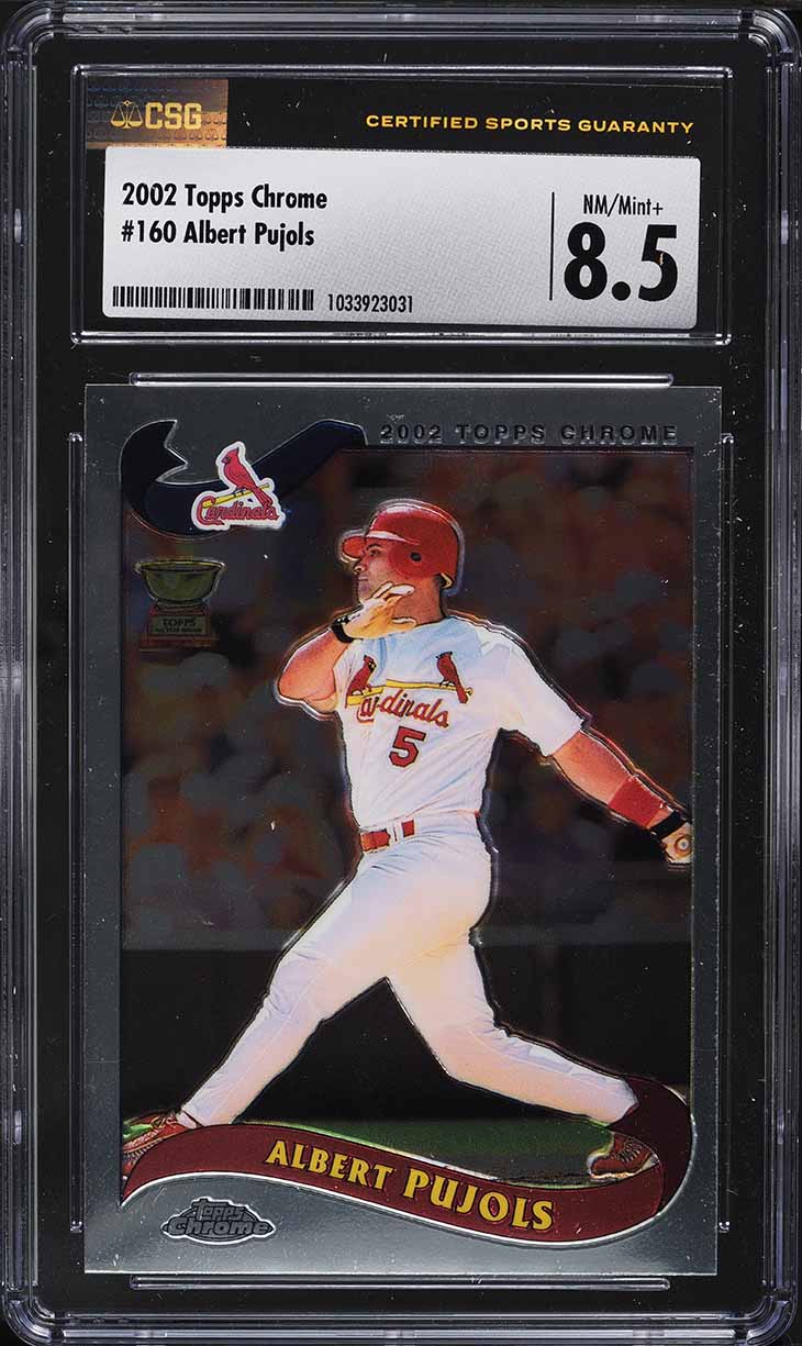 2002 Topps Chrome Albert Pujols #160 CSG 8.5 NM-MT+ on Fanatics Collect, image size:730x1225