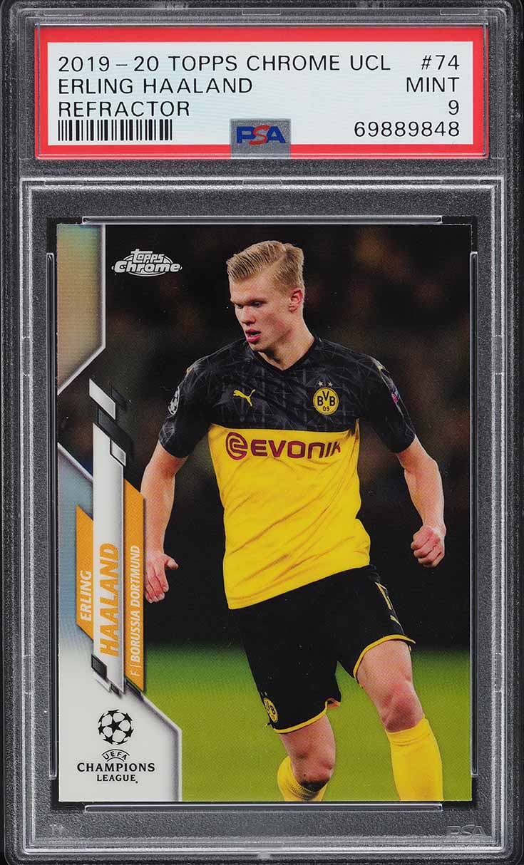 2019 Topps Chrome UEFA Refractor Erling Haaland ROOKIE #74 PSA 9
