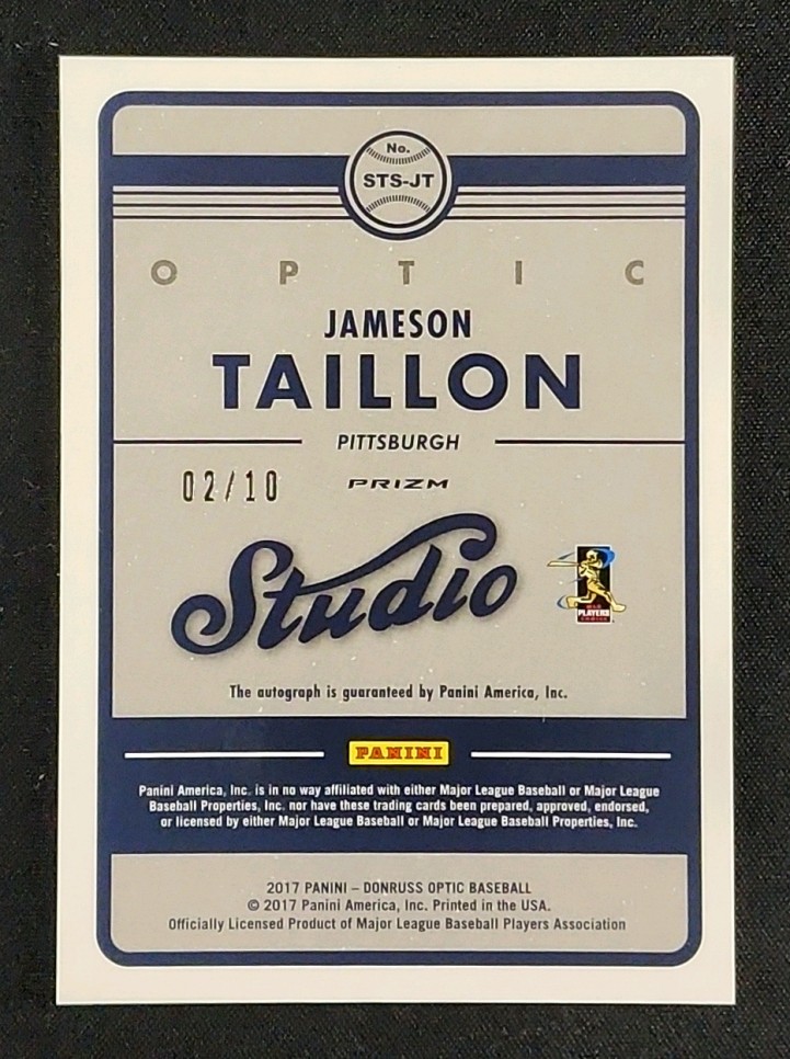 2017 Donruss Optic Studio Gold Jameson Taillon ROOKIE AUTO /10 #STS-JT MBA AUTH
