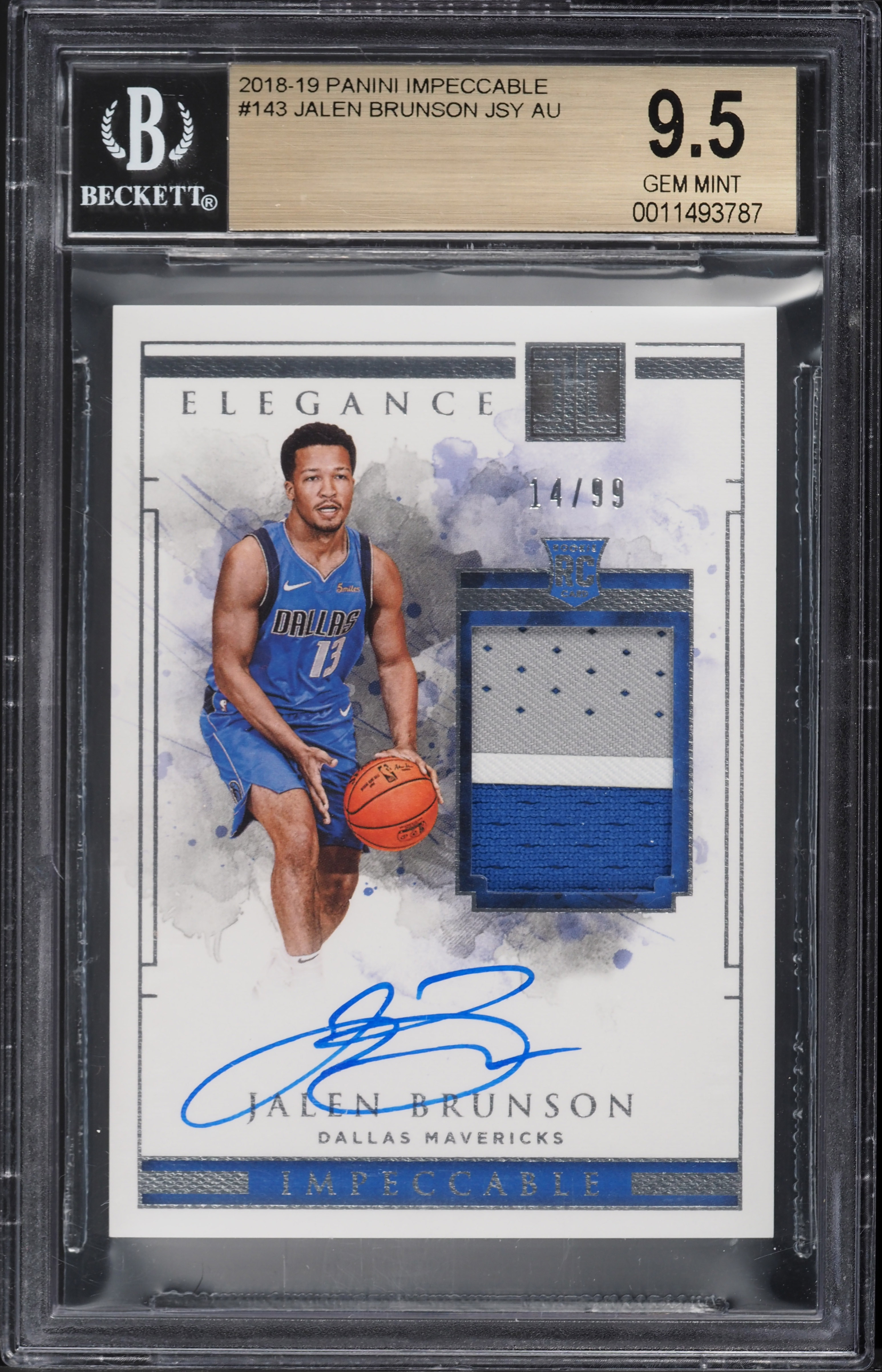 2018 Panini Impeccable Jalen Brunson ROOKIE PATCH AUTO /99 #143 