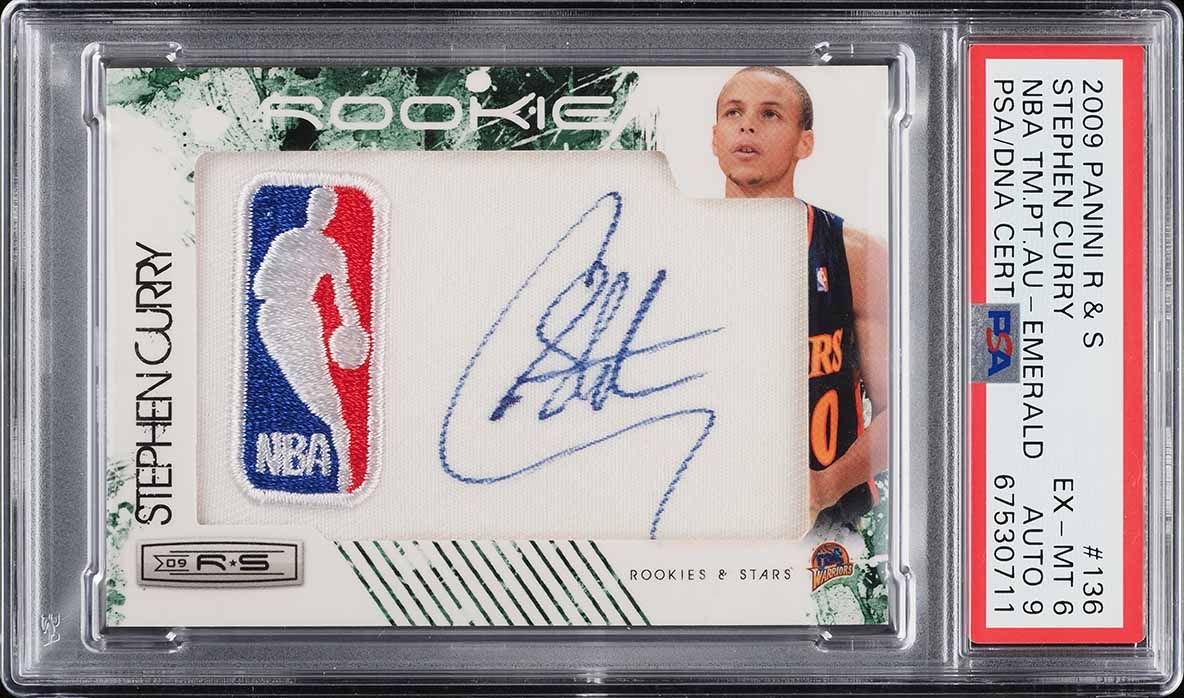 2009 Panini Rookies & Stars Emerald Stephen Curry RC AUTO DNA 9 /5 #136 PSA 6