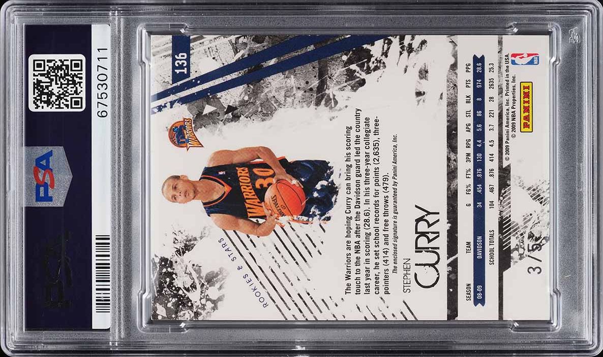 2009 Panini Rookies & Stars Emerald Stephen Curry RC AUTO DNA 9 /5 #136 PSA 6