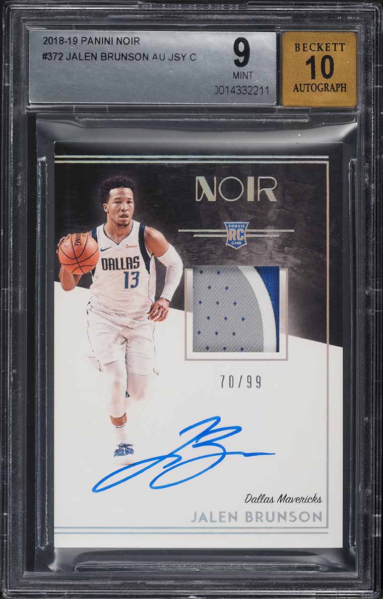 2018 Panini Noir Jalen Brunson ROOKIE PATCH AUTO /99 #372 BGS 9