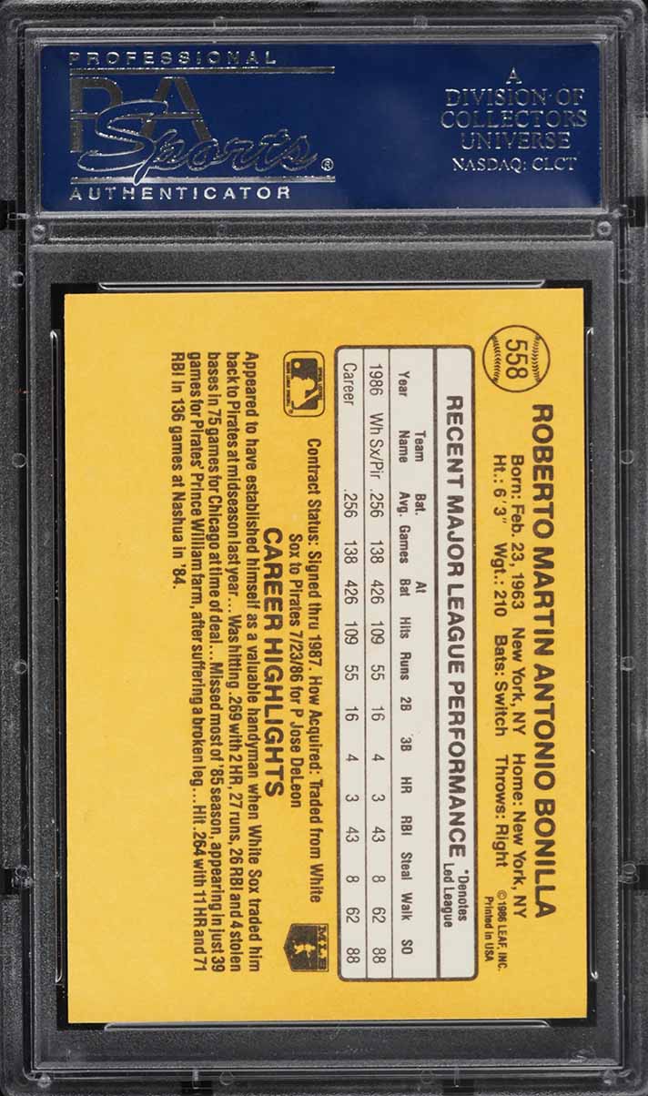 1987 Donruss Bobby Bonilla #558 PSA 8 NM-MT
