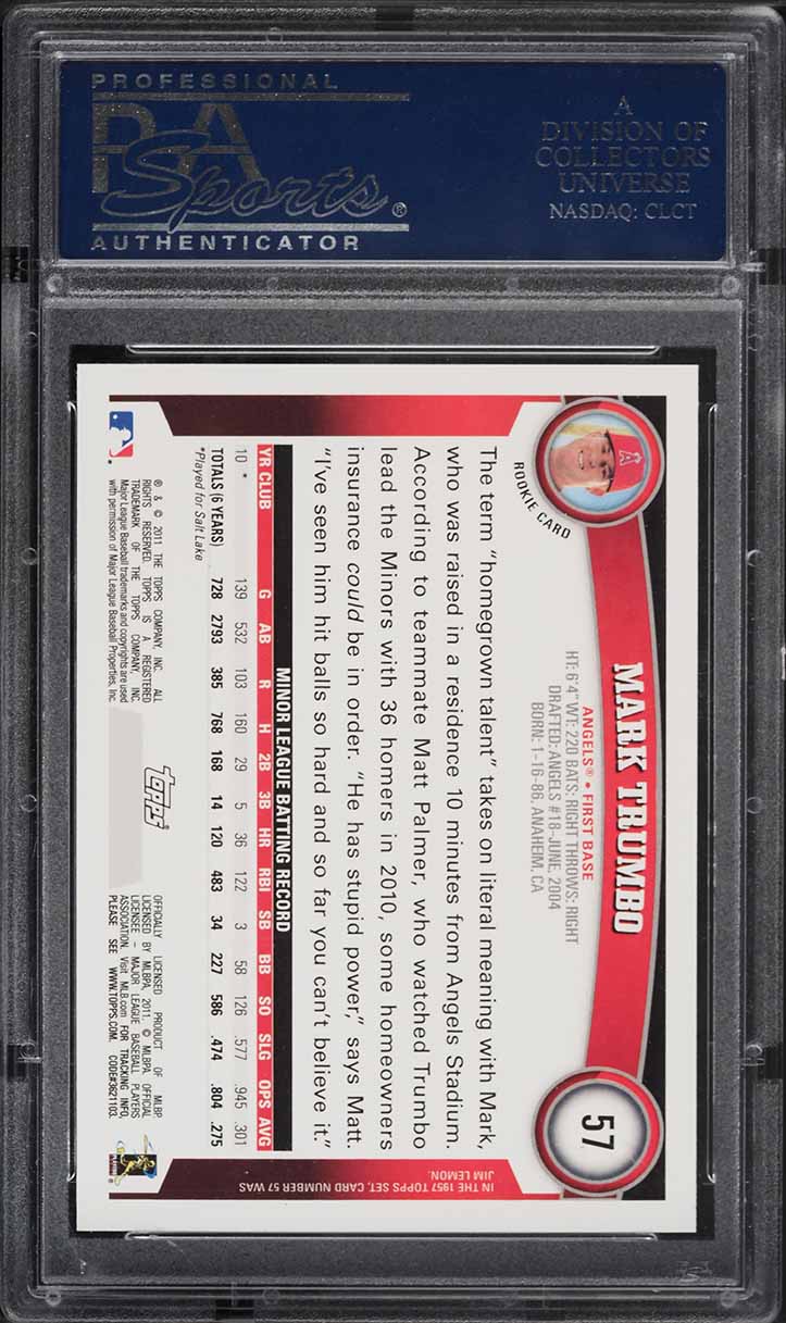 2011 Topps Mark Trumbo ROOKIE #57 PSA 10 GEM MINT