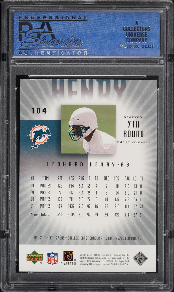 2002 Upper Deck Graded Making The Grade Leonard Henry ROOKIE /700 #104 PSA 10