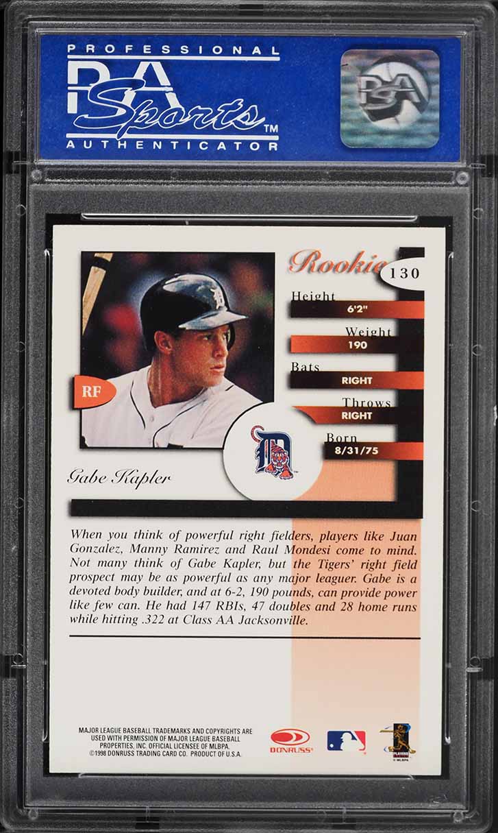 1998 Donruss Signature Gabe Kapler ROOKIE #130 PSA 8 NM-MT