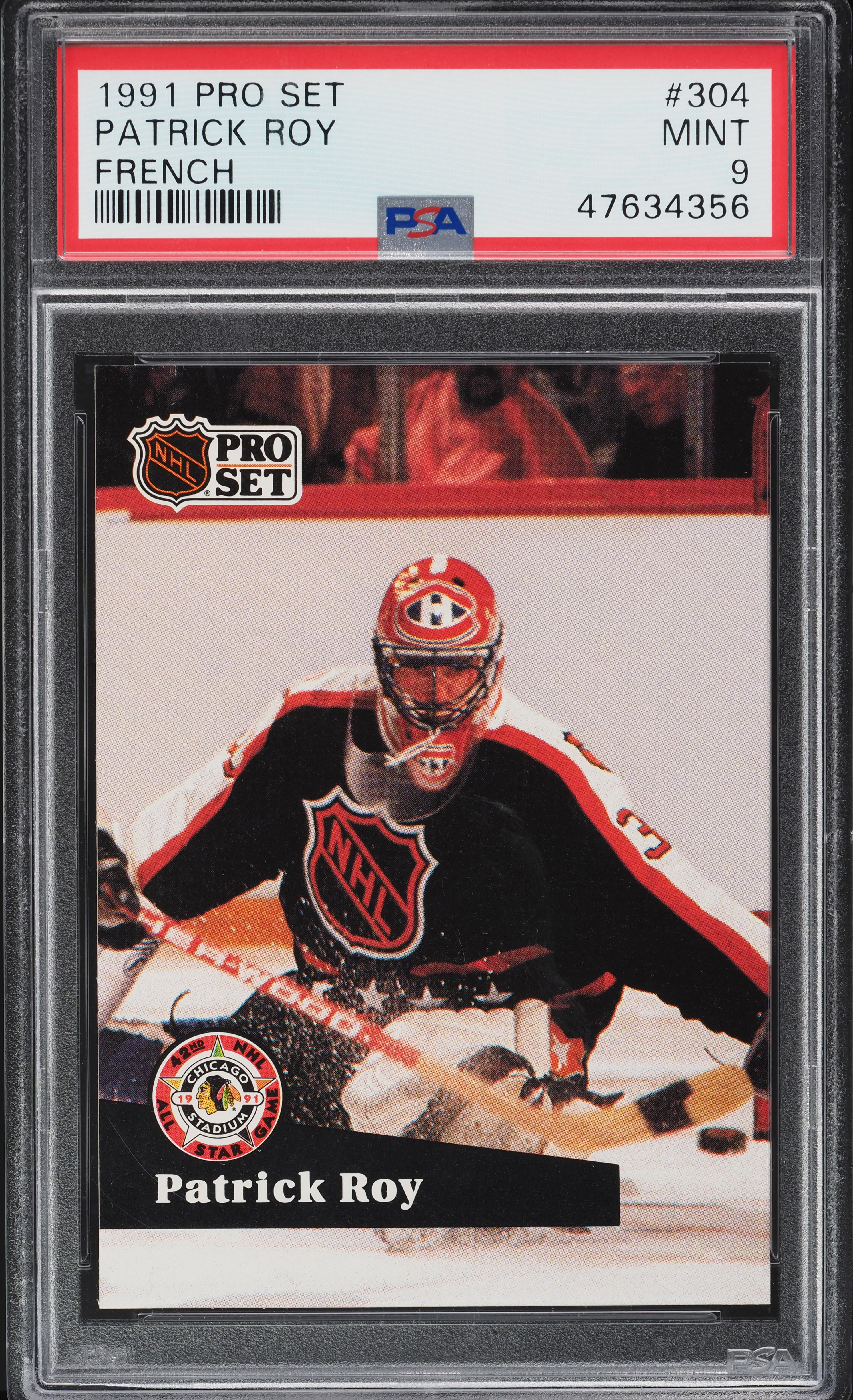 1991 Pro Set French Patrick Roy #304 PSA 9 MINT on Fanatics Collect