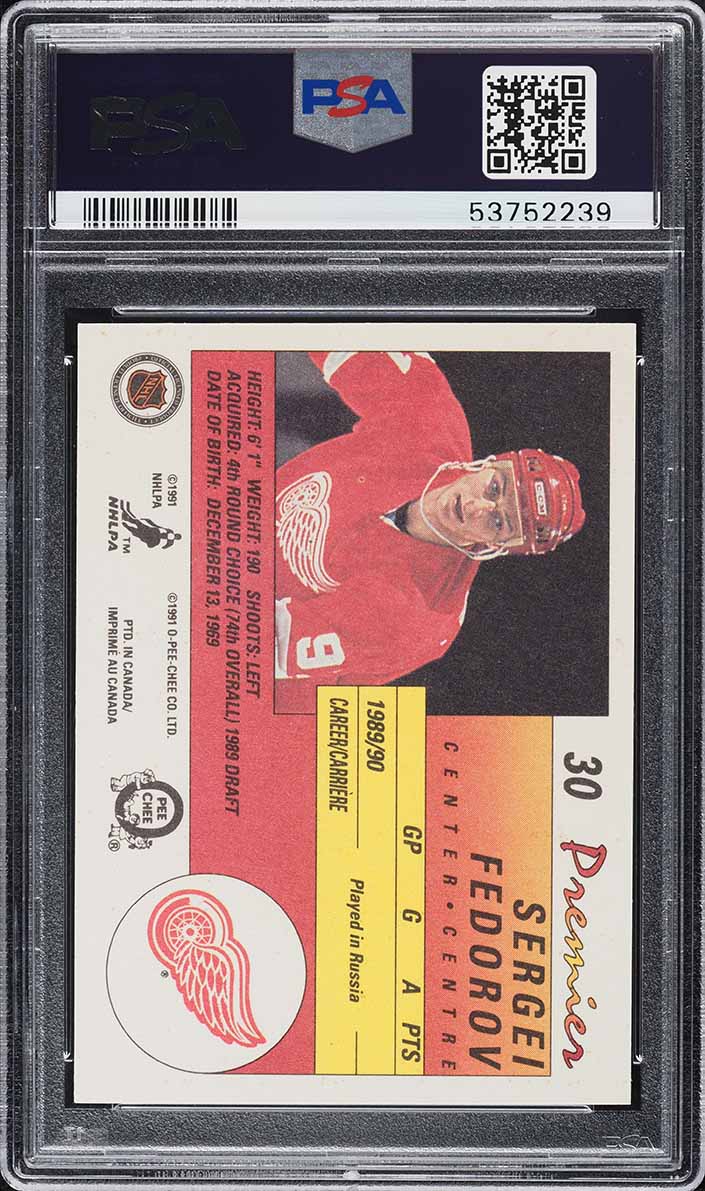 1990 O-Pee-Chee Premier Sergei Fedorov ROOKIE #30 PSA 7 NRMT