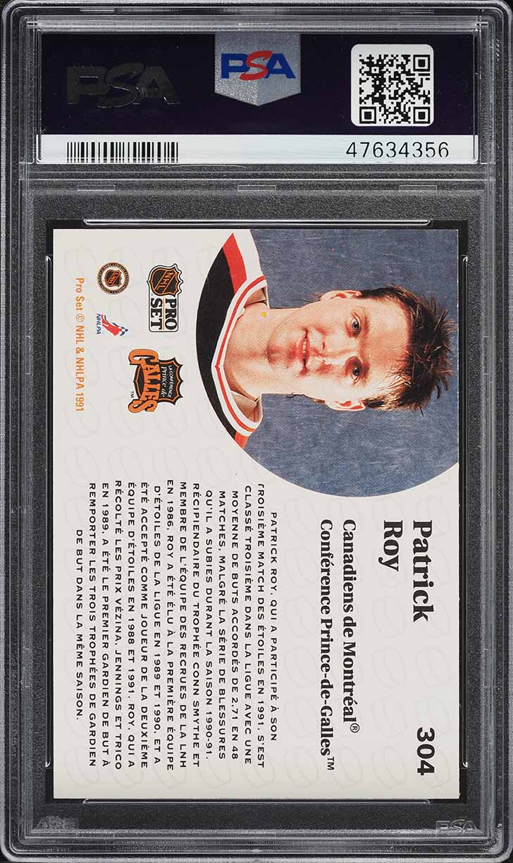 1991 Pro Set French Patrick Roy #304 PSA 9 MINT on Fanatics Collect