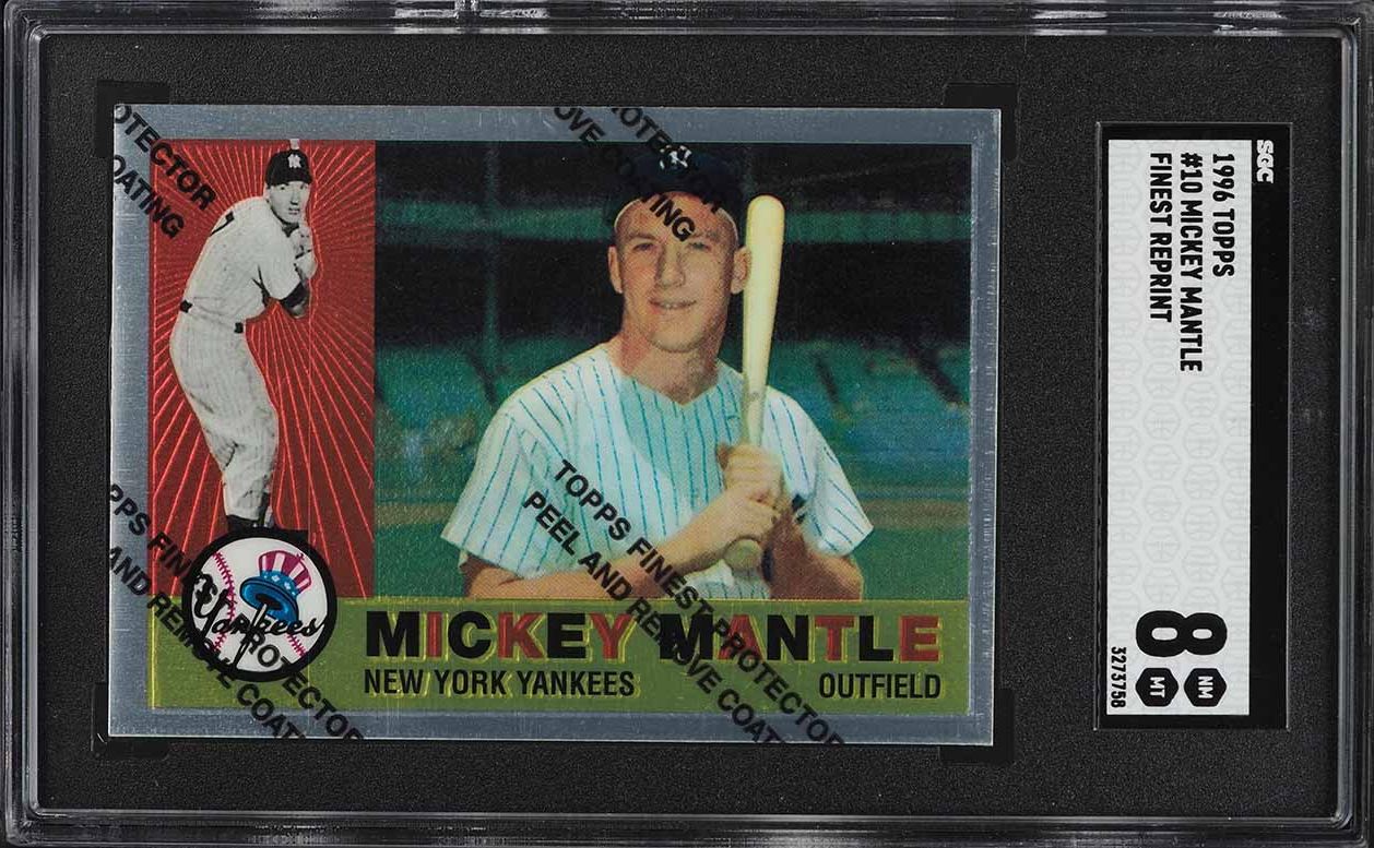 1996 Topps '60 Finest Reprint w/ Coating Mickey Mantle #10 SGC 8 NNM-MT