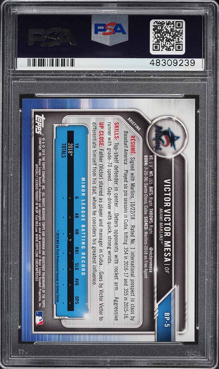 2019 Bowman Paper Prospects Victor Victor Mesa ROOKIE #BP-5 PSA 10 GEM MINT