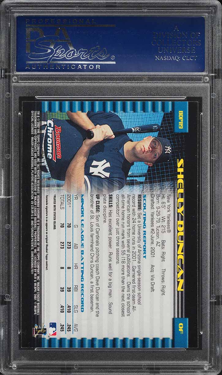 2002 Bowman Chrome Draft Picks Shelly Duncan ROOKIE #119 PSA 10 GEM MINT