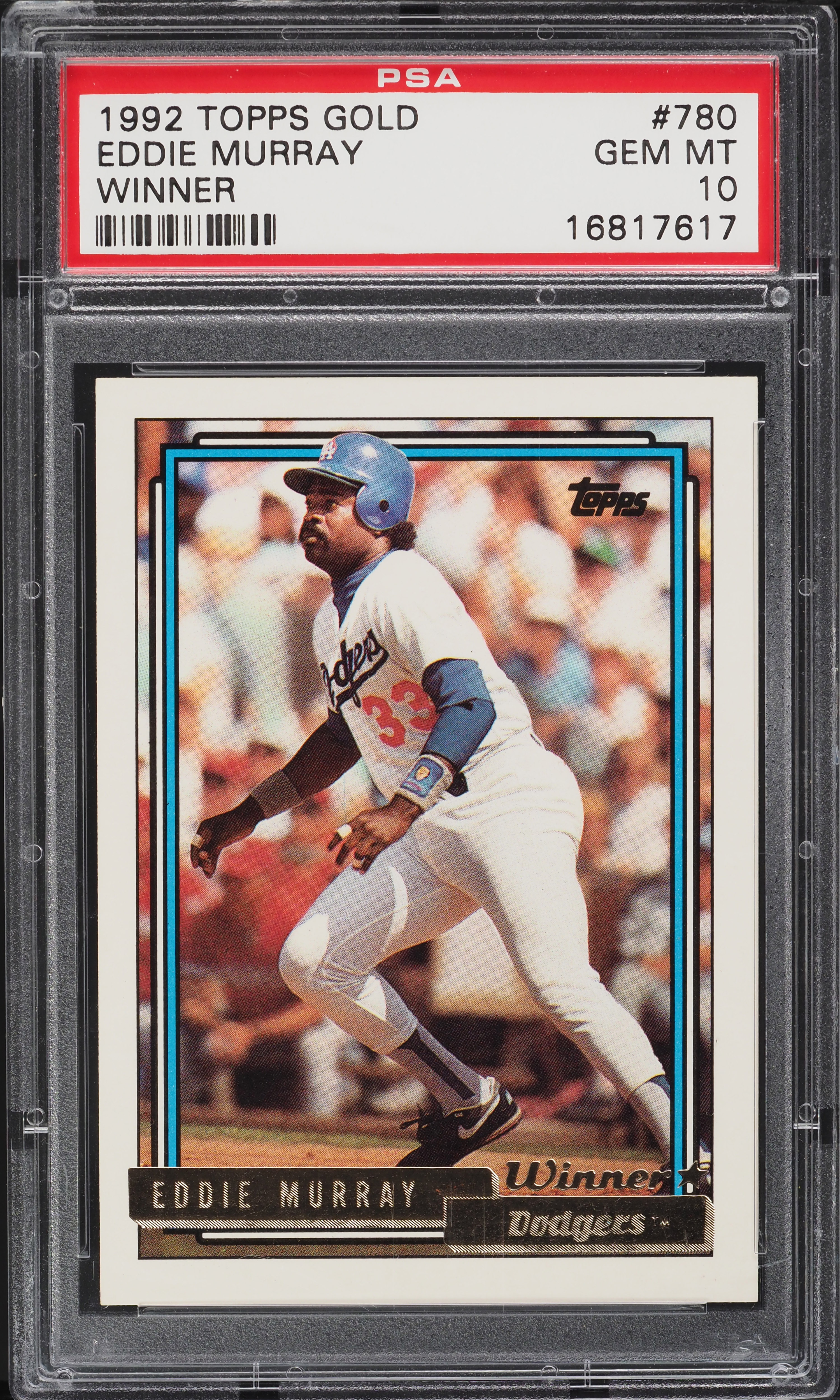 1992 Topps Gold Winner Eddie Murray #780 PSA 10 GEM MINT on