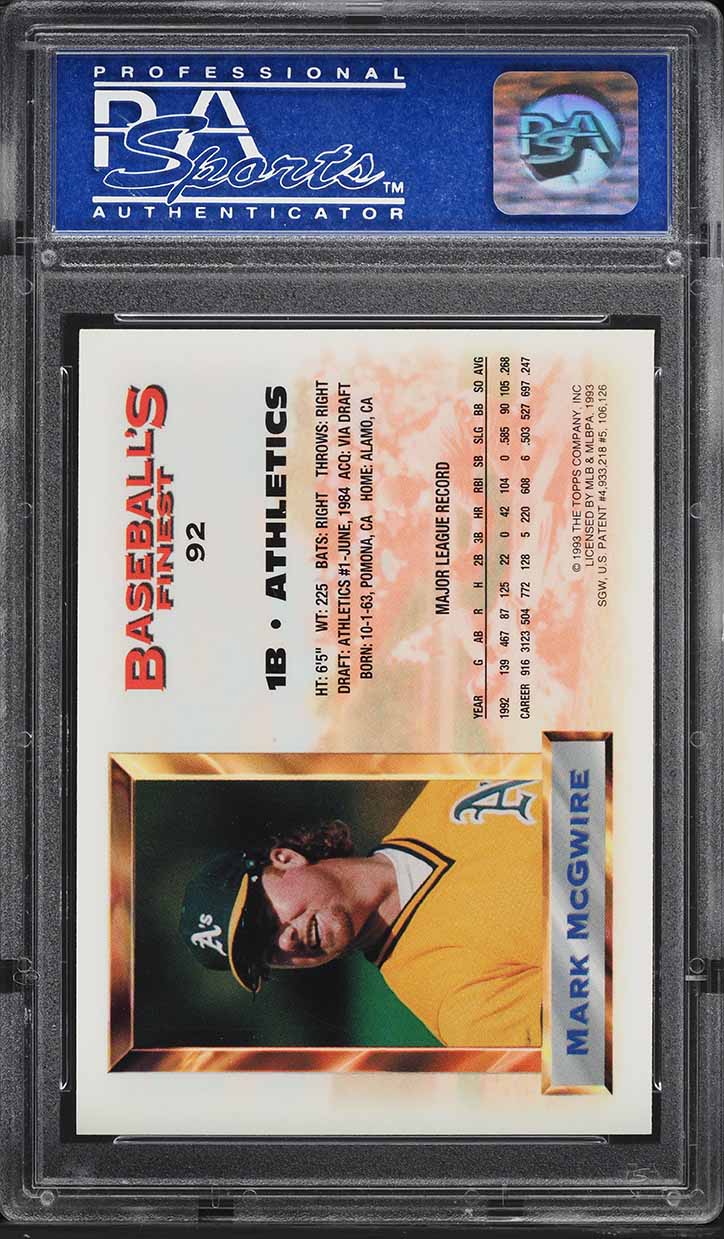 1993 Finest Mark McGwire #92 PSA 8 NM-MT
