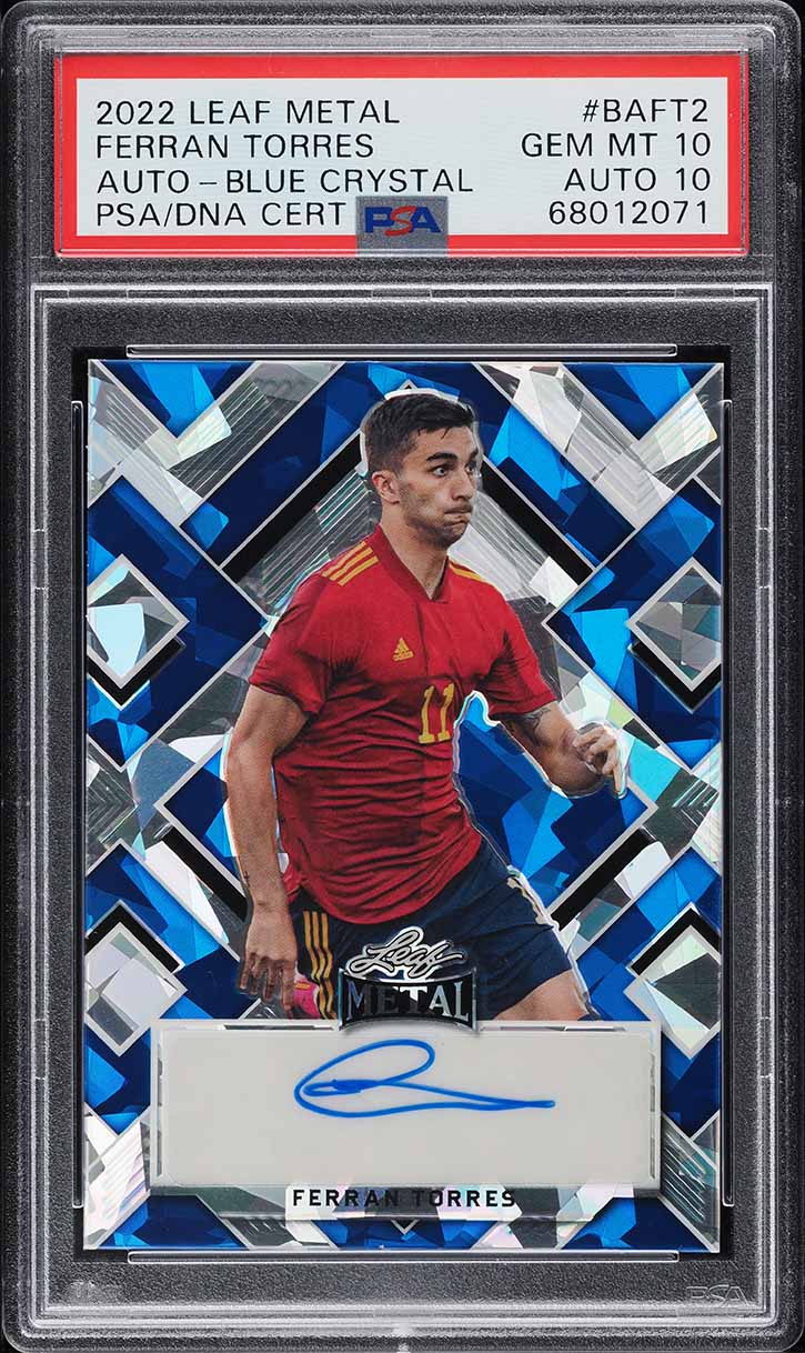2022 Leaf Metal Blue Crystal Ferran Torres AUTO DNA 10 /20 #BA-FT2 PSA 10 GEM