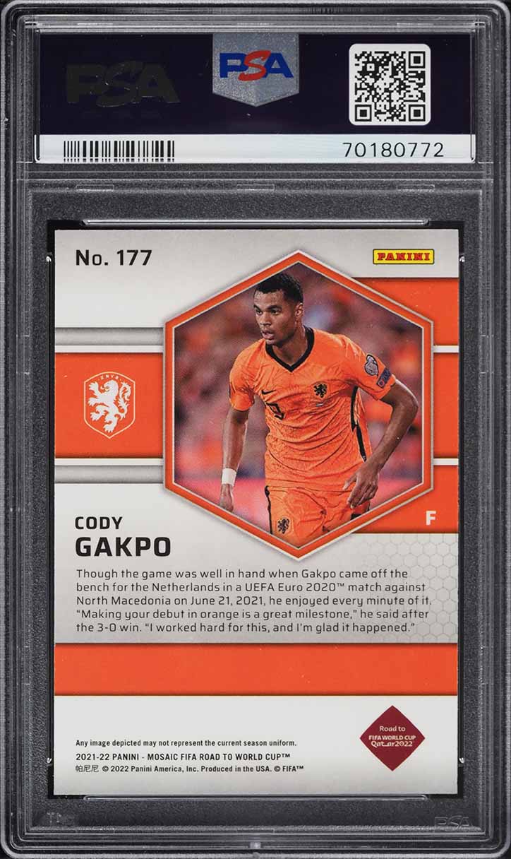 2021 Panini Mosaic Road To World Cup Cody Gakpo ROOKIE #177 PSA 10 GEM MINT