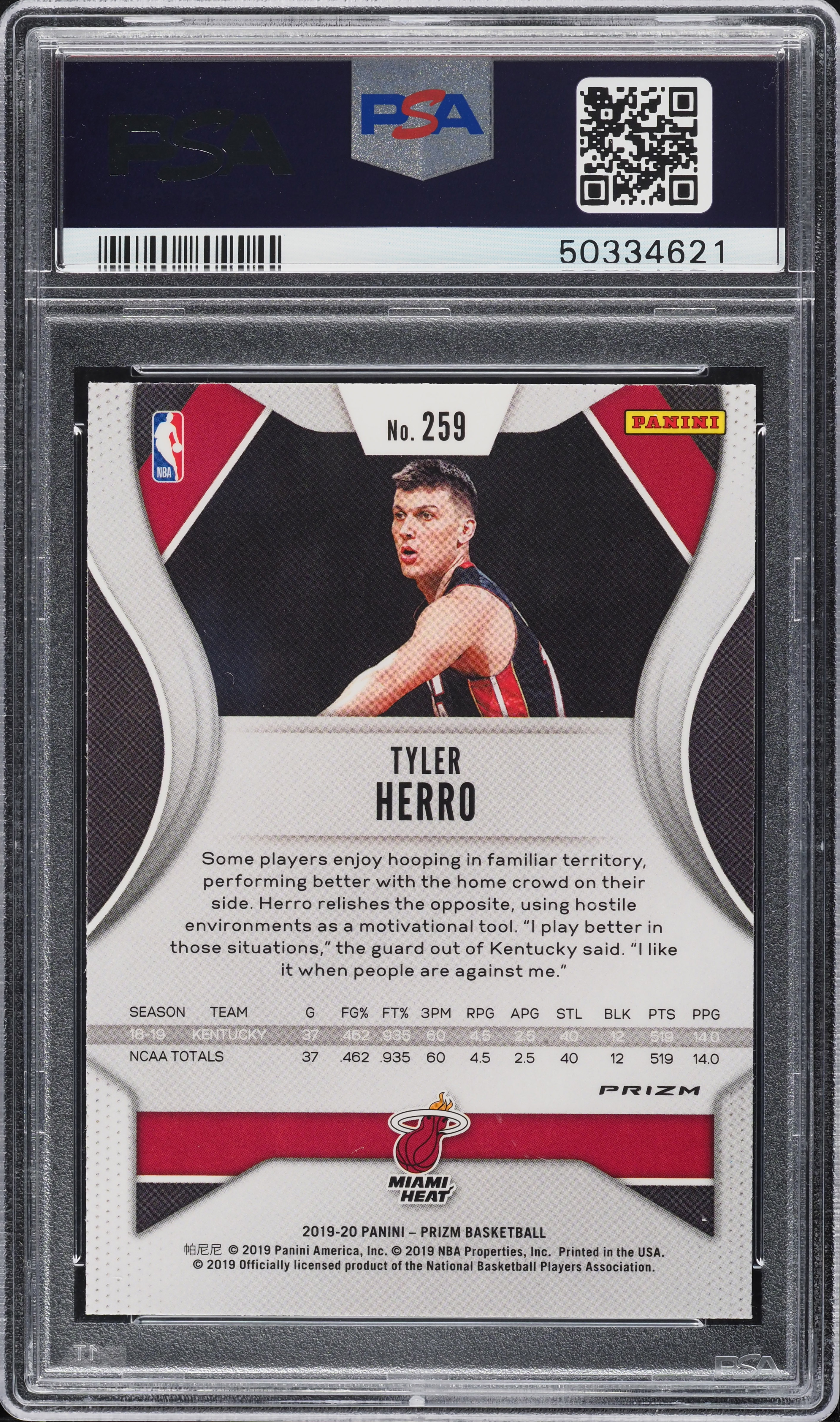 2019 Panini Prizm Red White Blue Prizms Tyler Herro ROOKIE #259