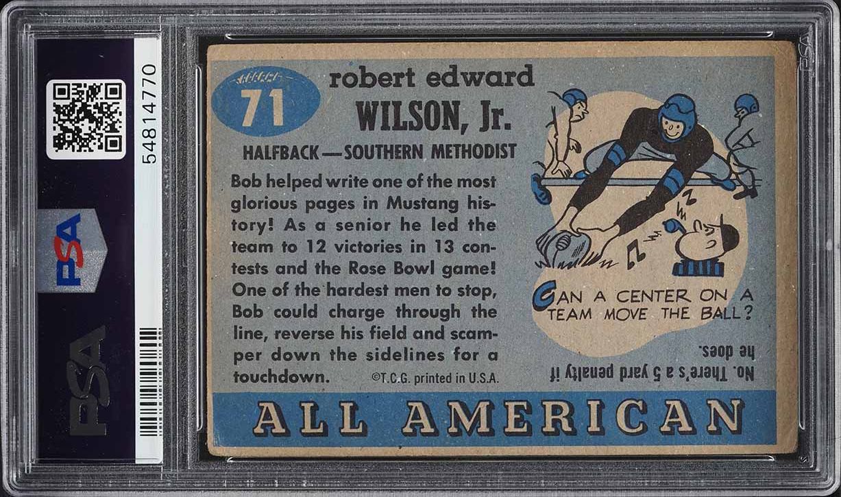 1955 Topps All-American Bob Wilson #71 PSA 2 GD