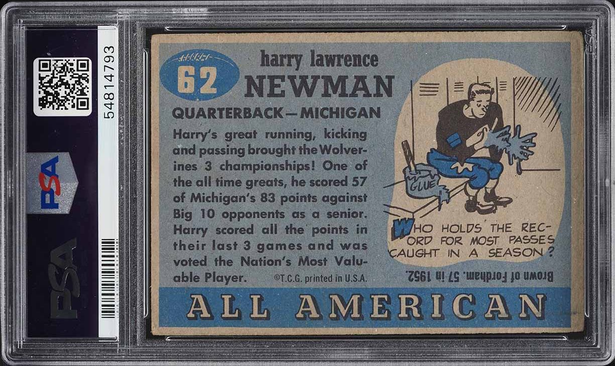 1955 Topps All-American Harry Newman #62 PSA 2 GD