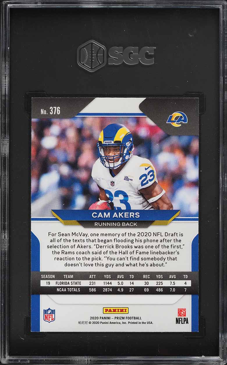 2020 Panini Prizm Cam Akers ROOKIE #376 SGC 9.5 MINT+