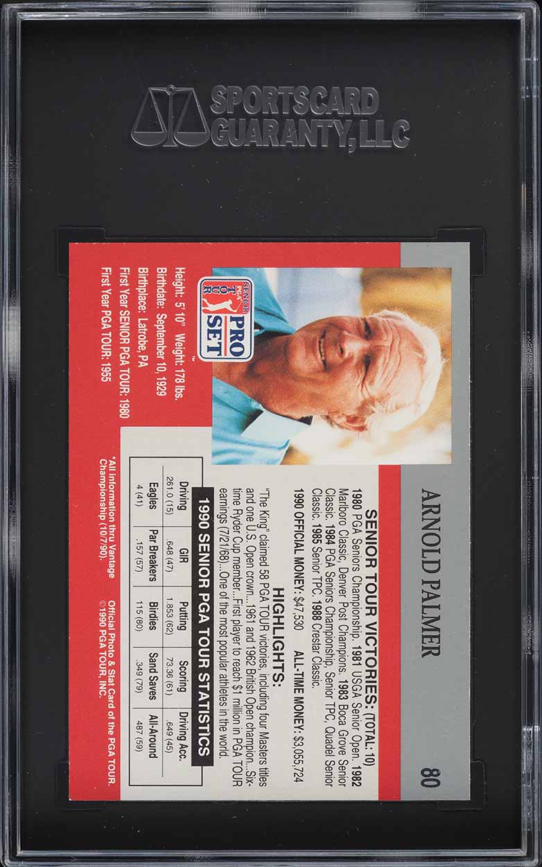 1990 Pro Set PGA Tour Golf Arnold Palmer #80 SGC 8.5 NM-MT+