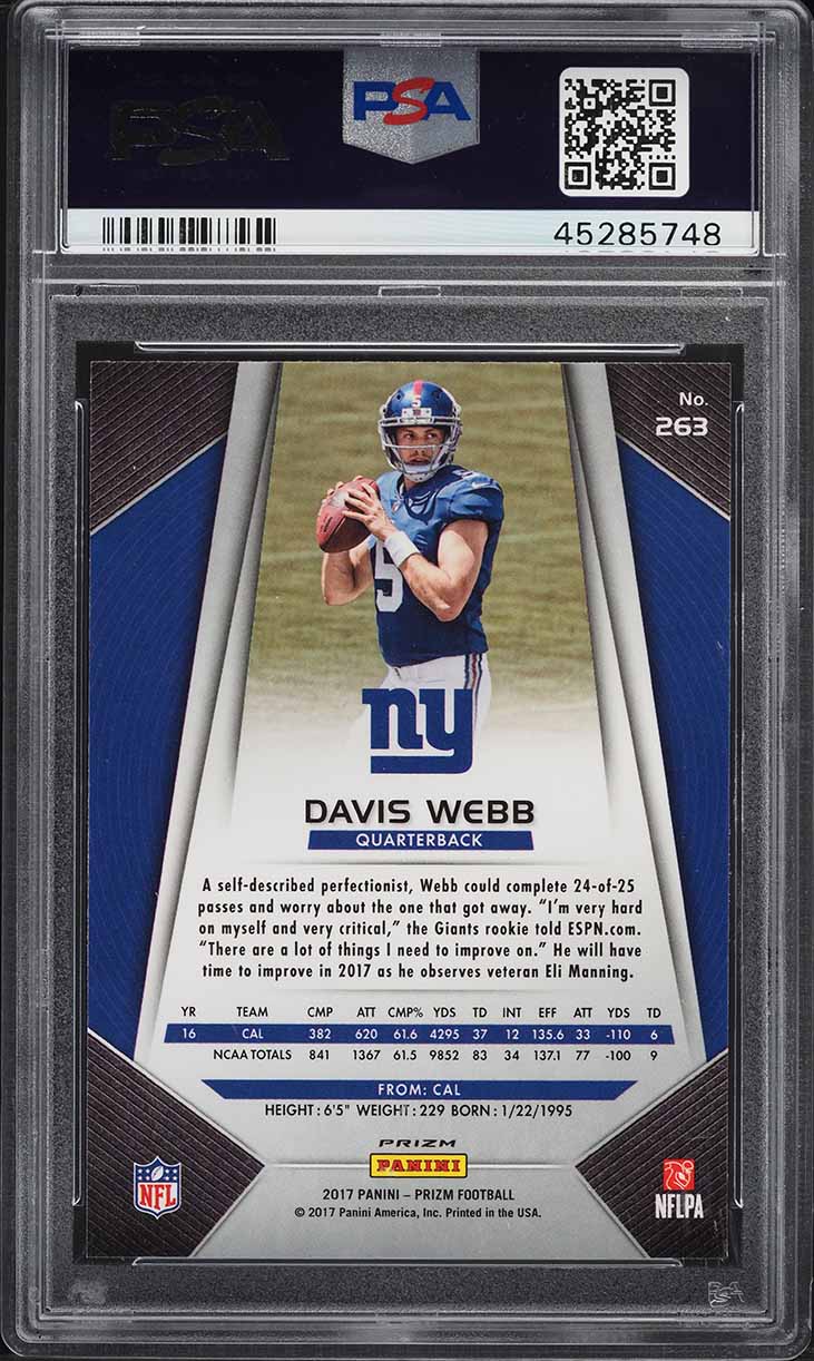 2017 Panini Prizm Silver Davis Webb ROOKIE #263 PSA 9 MINT