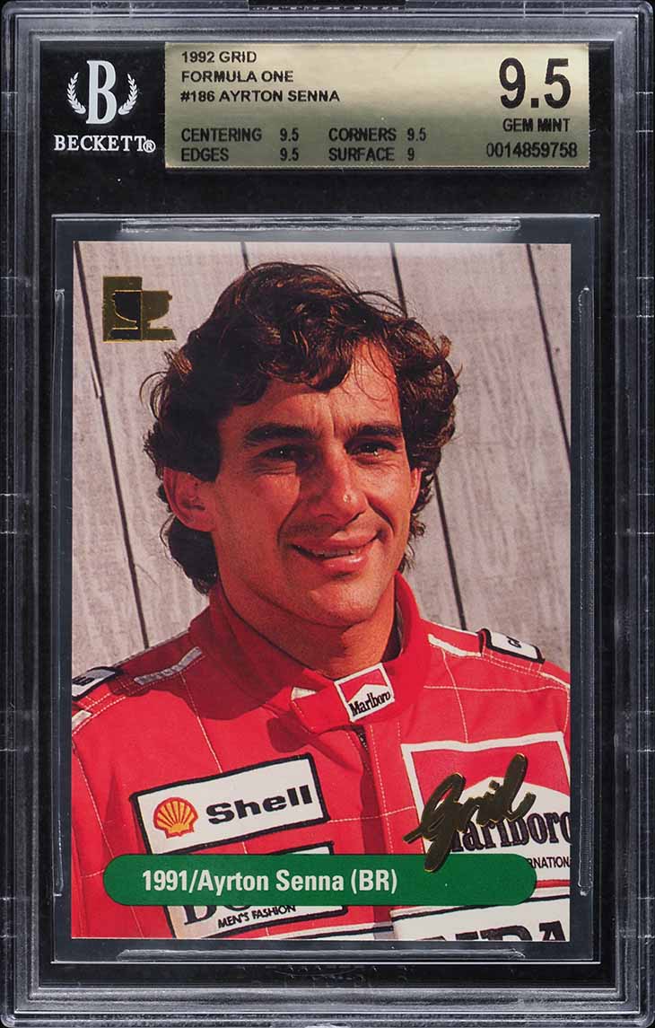 1992 Grid Formula One Ayrton Senna #186 BGS 9.5 GEM MINT