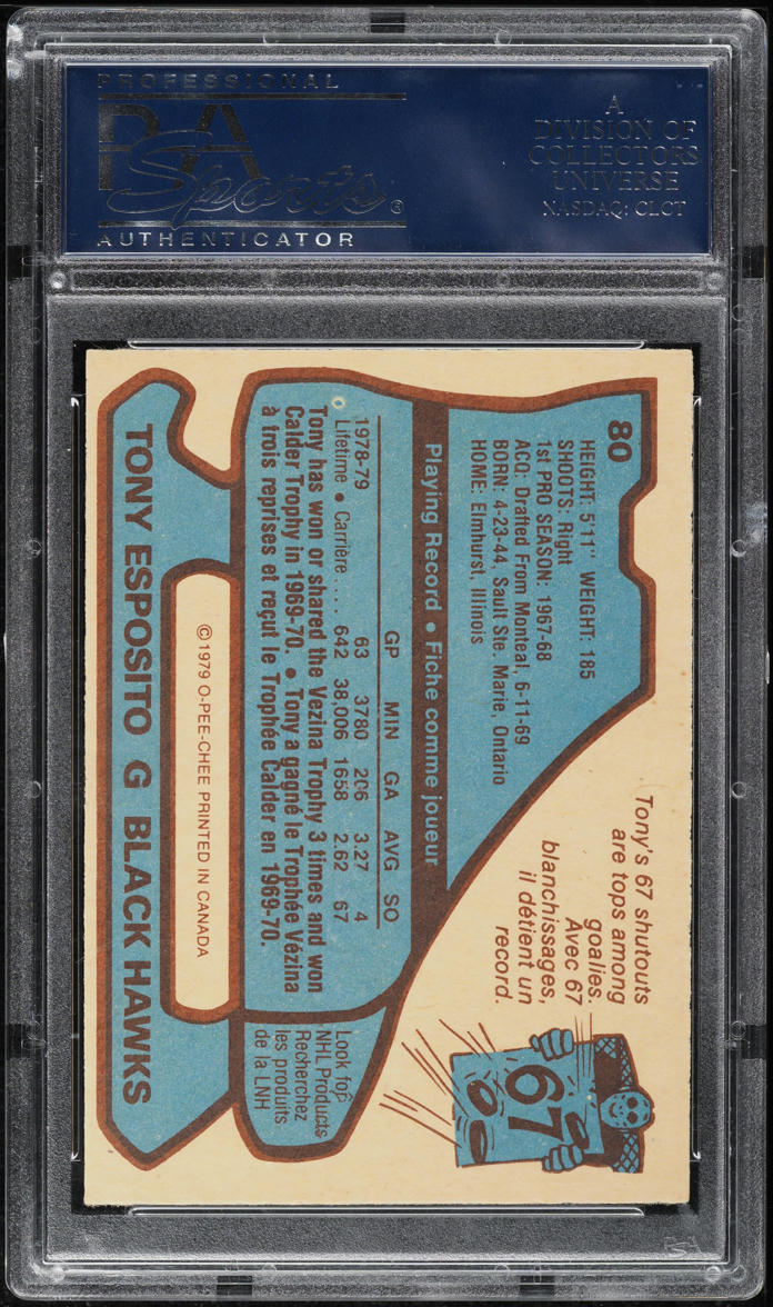 1979 O-Pee-Chee Hockey Tony Esposito #80 PSA 9 MINT
