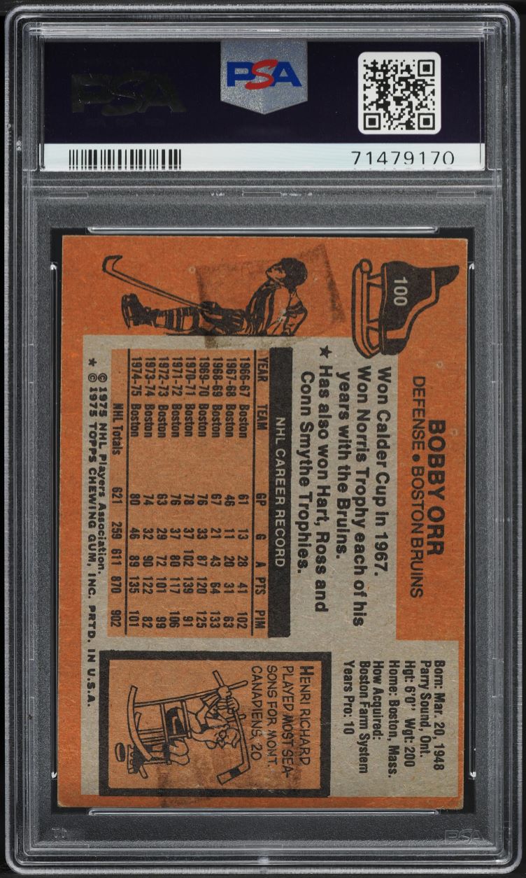 1975 Topps Hockey Bobby Orr #100 PSA 2 GD